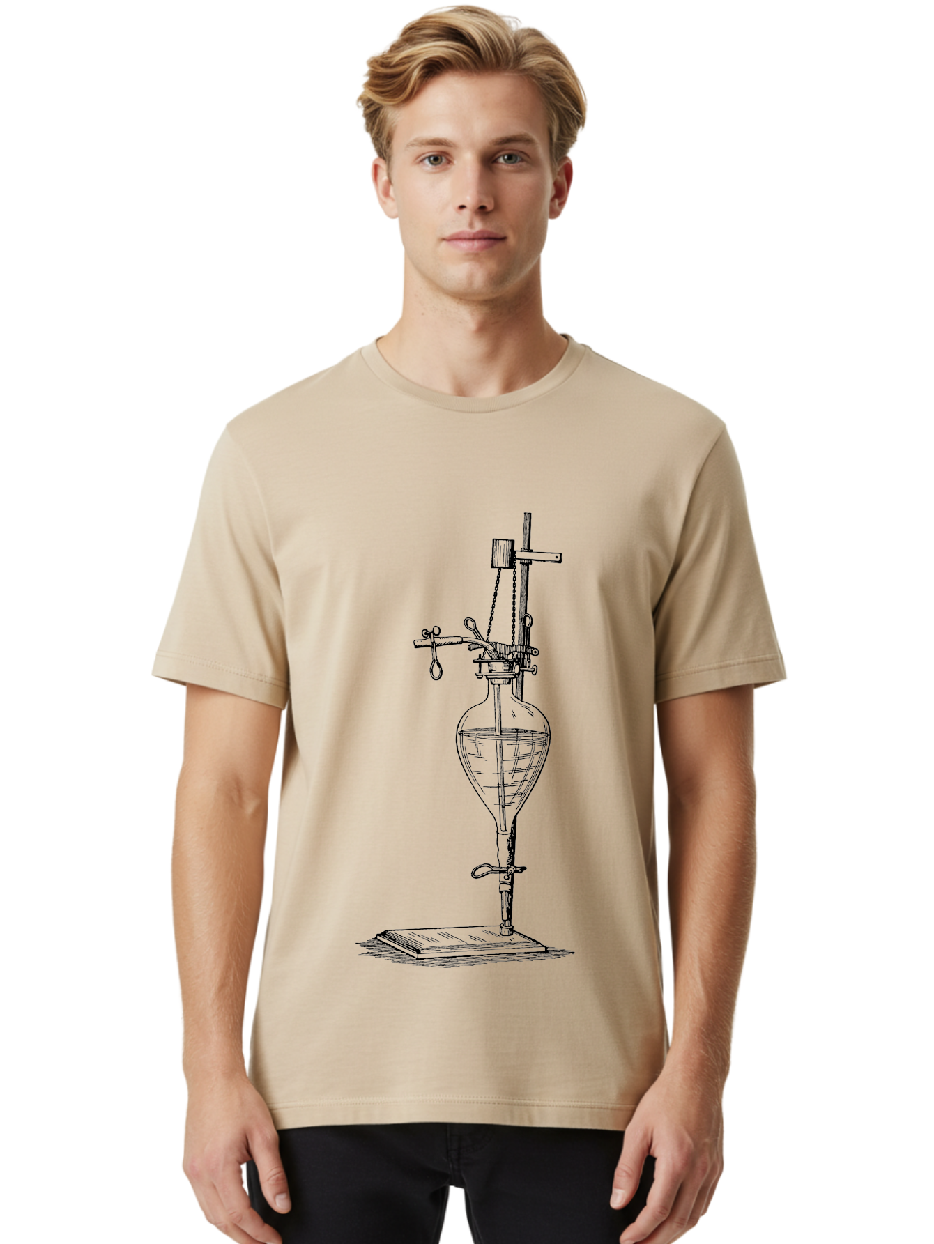 Separating-Funnel Men'S Graphic Tee, 100% Cotton, Comfortable Casual Summer Wear, Machine Washable, Laboratory Equipment, Scientific Apparatus, Separatory Funnel, Chemistry Lab, Distillation Process, Liquid Separation, Chemical Analysis Aad648 6
