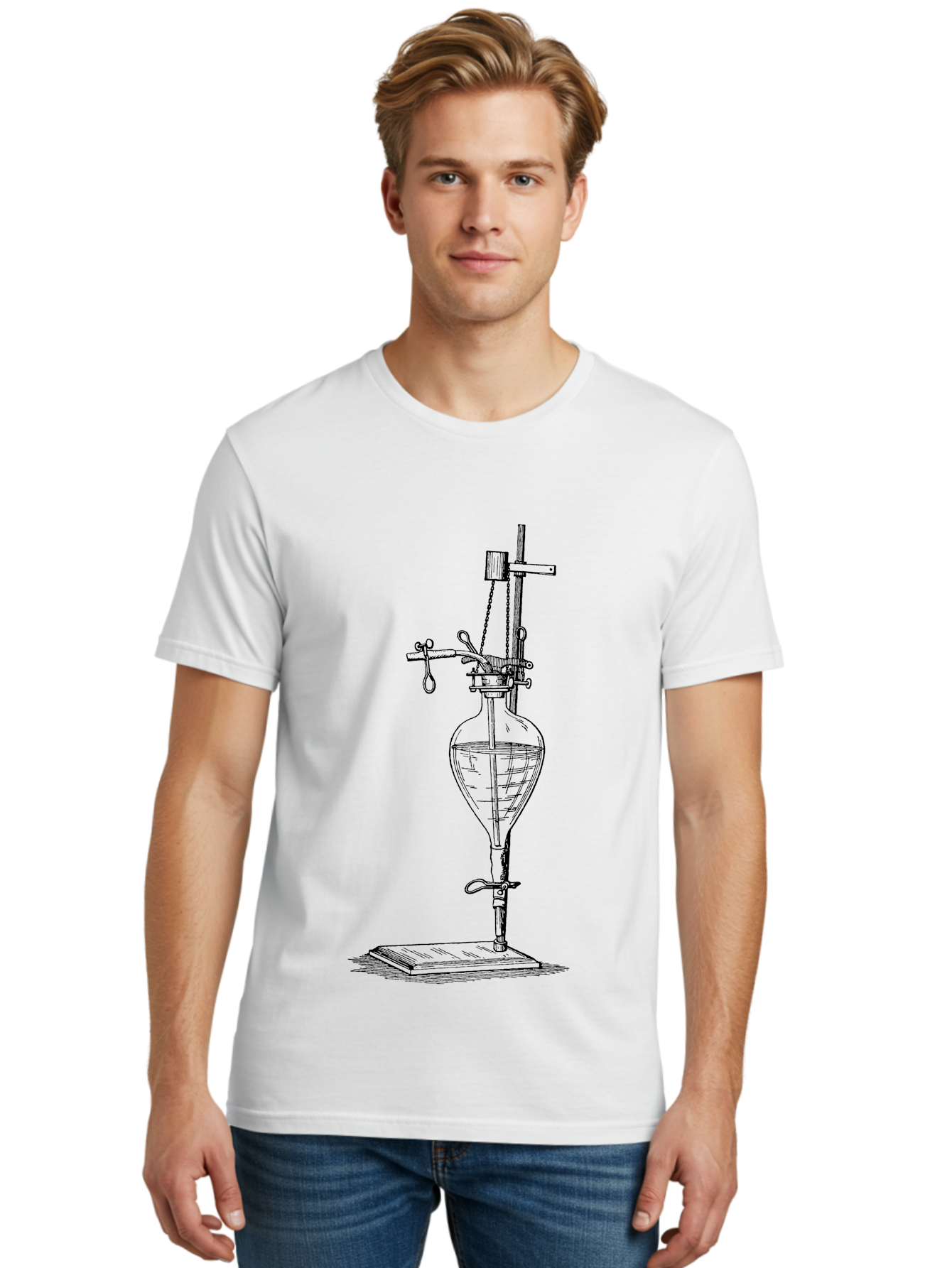 Separating-Funnel Men'S Graphic Tee, 100% Cotton, Comfortable Casual Summer Wear, Machine Washable, Laboratory Equipment, Scientific Apparatus, Separatory Funnel, Chemistry Lab, Distillation Process, Liquid Separation, Chemical Analysis Aad648 18