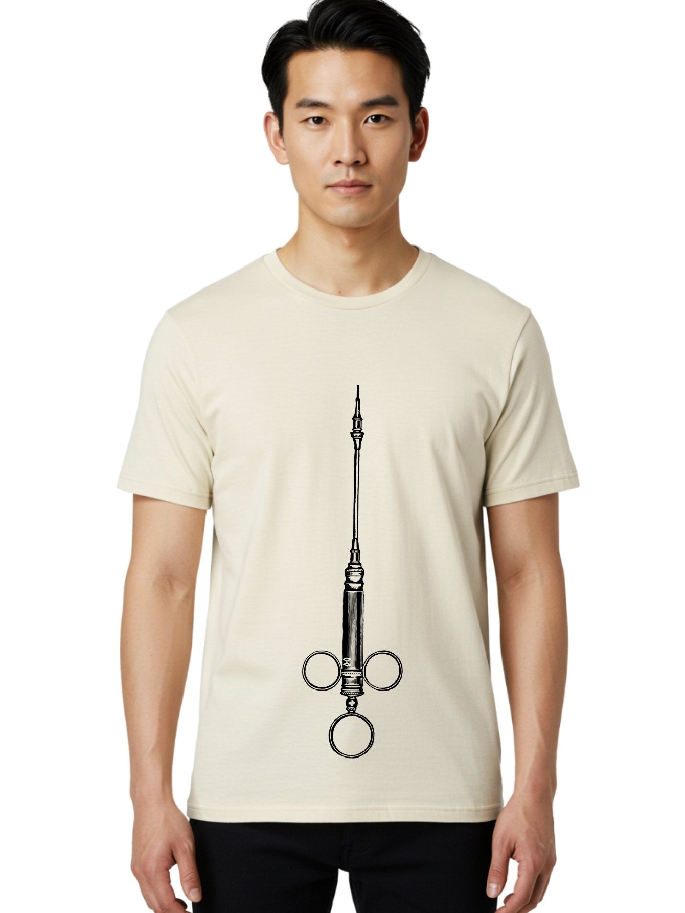 Syringe Men'S Graphic Tee, 100% Cotton, Comfortable Casual Summer Wear, Machine Washable, Medical Syringe, Medical Equipment, Healthcare Supplies, Injection Device, Vaccination Tool, Medical Illustration, Precise Medical Instrument Aad652 22