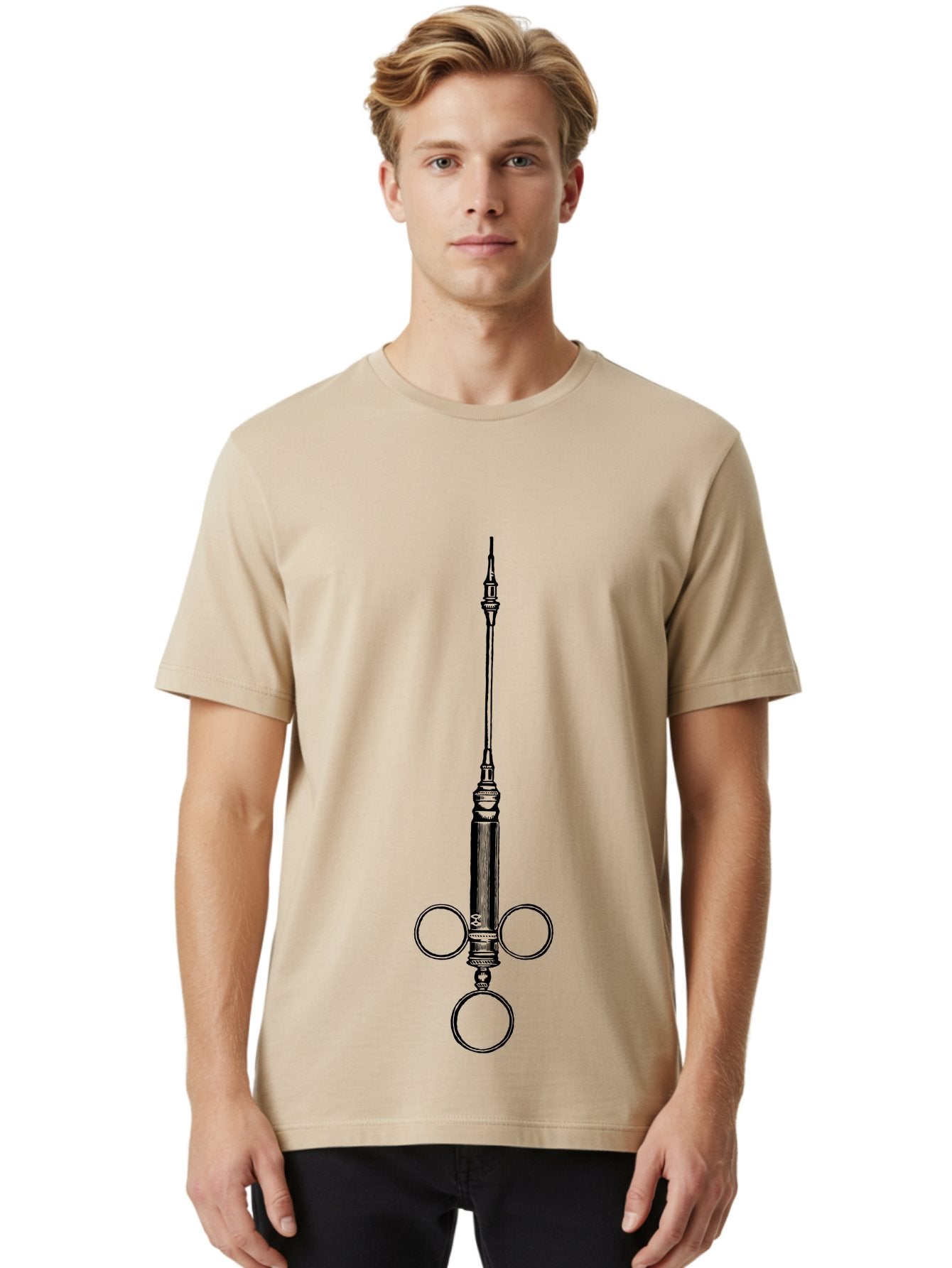 Syringe Men'S Graphic Tee, 100% Cotton, Comfortable Casual Summer Wear, Machine Washable, Medical Syringe, Medical Equipment, Healthcare Supplies, Injection Device, Vaccination Tool, Medical Illustration, Precise Medical Instrument Aad652 26