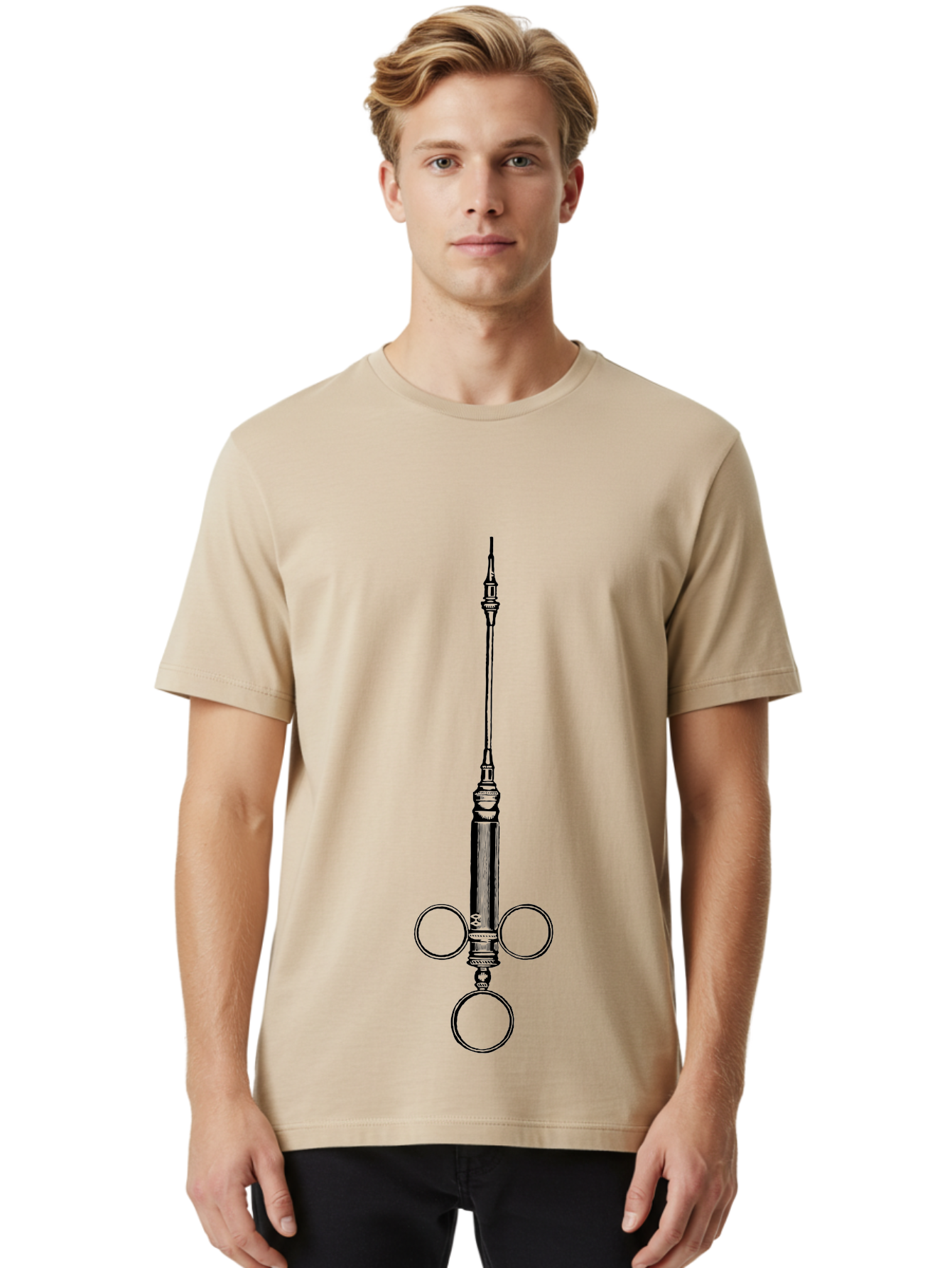 Syringe Men'S Graphic Tee, 100% Cotton, Comfortable Casual Summer Wear, Machine Washable, Medical Syringe, Medical Equipment, Healthcare Supplies, Injection Device, Vaccination Tool, Medical Illustration, Precise Medical Instrument Aad652 10