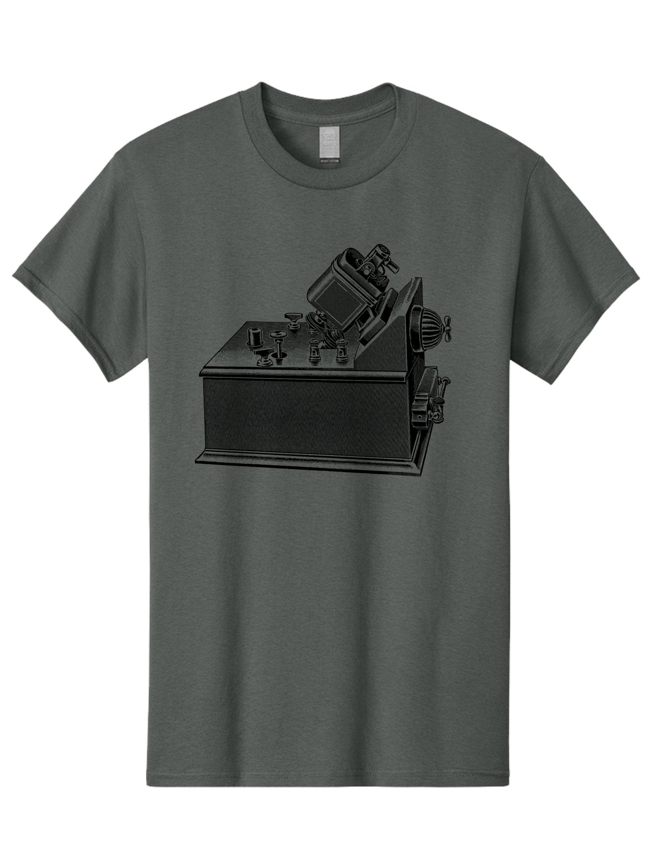 Telegraph-Machine Men'S Graphic Tee, 100% Cotton, Comfortable Casual Summer Wear, Machine Washable, Telegraph Machine, Vintage Communication Device, Antique Technology, Old-Fashioned Telegraph, Historical Equipment, Classic Machinery, Aad653 10