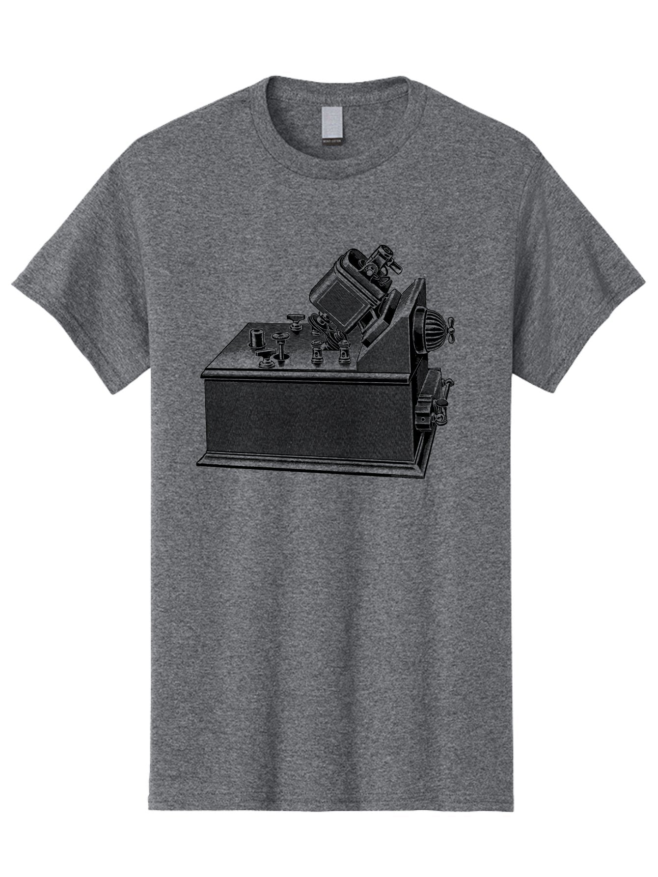 Telegraph-Machine Men'S Graphic Tee, 100% Cotton, Comfortable Casual Summer Wear, Machine Washable, Telegraph Machine, Vintage Communication Device, Antique Technology, Old-Fashioned Telegraph, Historical Equipment, Classic Machinery, Aad653 15