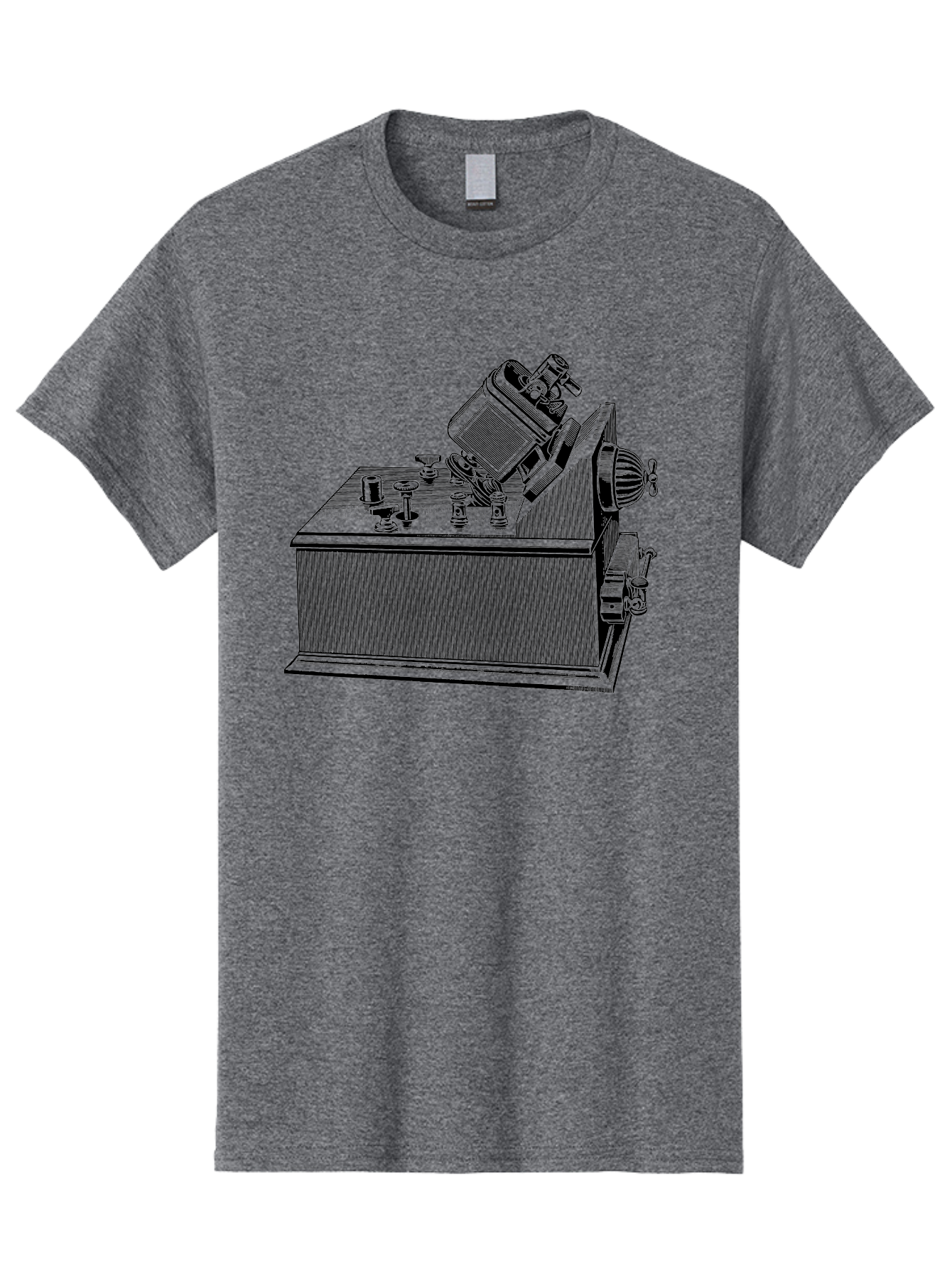 Telegraph-Machine Men'S Graphic Tee, 100% Cotton, Comfortable Casual Summer Wear, Machine Washable, Telegraph Machine, Vintage Communication Device, Antique Technology, Old-Fashioned Telegraph, Historical Equipment, Classic Machinery, Aad653