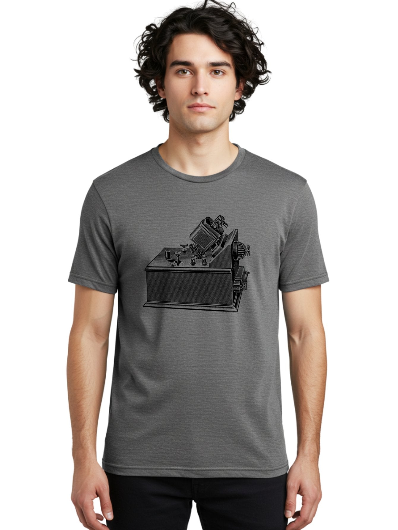 Telegraph-Machine Men'S Graphic Tee, 100% Cotton, Comfortable Casual Summer Wear, Machine Washable, Telegraph Machine, Vintage Communication Device, Antique Technology, Old-Fashioned Telegraph, Historical Equipment, Classic Machinery, Aad653 30