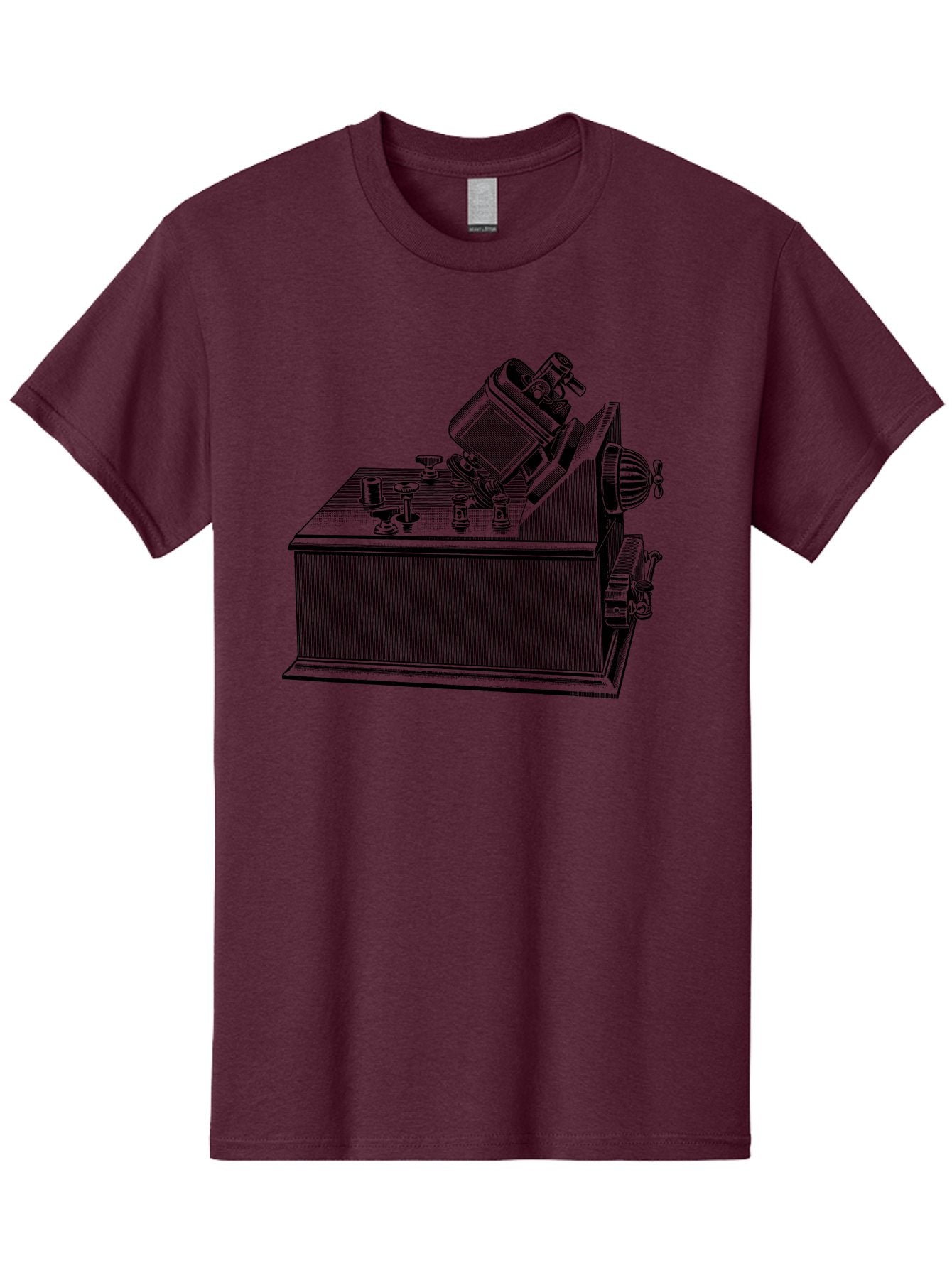 Telegraph-Machine Men'S Graphic Tee, 100% Cotton, Comfortable Casual Summer Wear, Machine Washable, Telegraph Machine, Vintage Communication Device, Antique Technology, Old-Fashioned Telegraph, Historical Equipment, Classic Machinery, Aad653 5