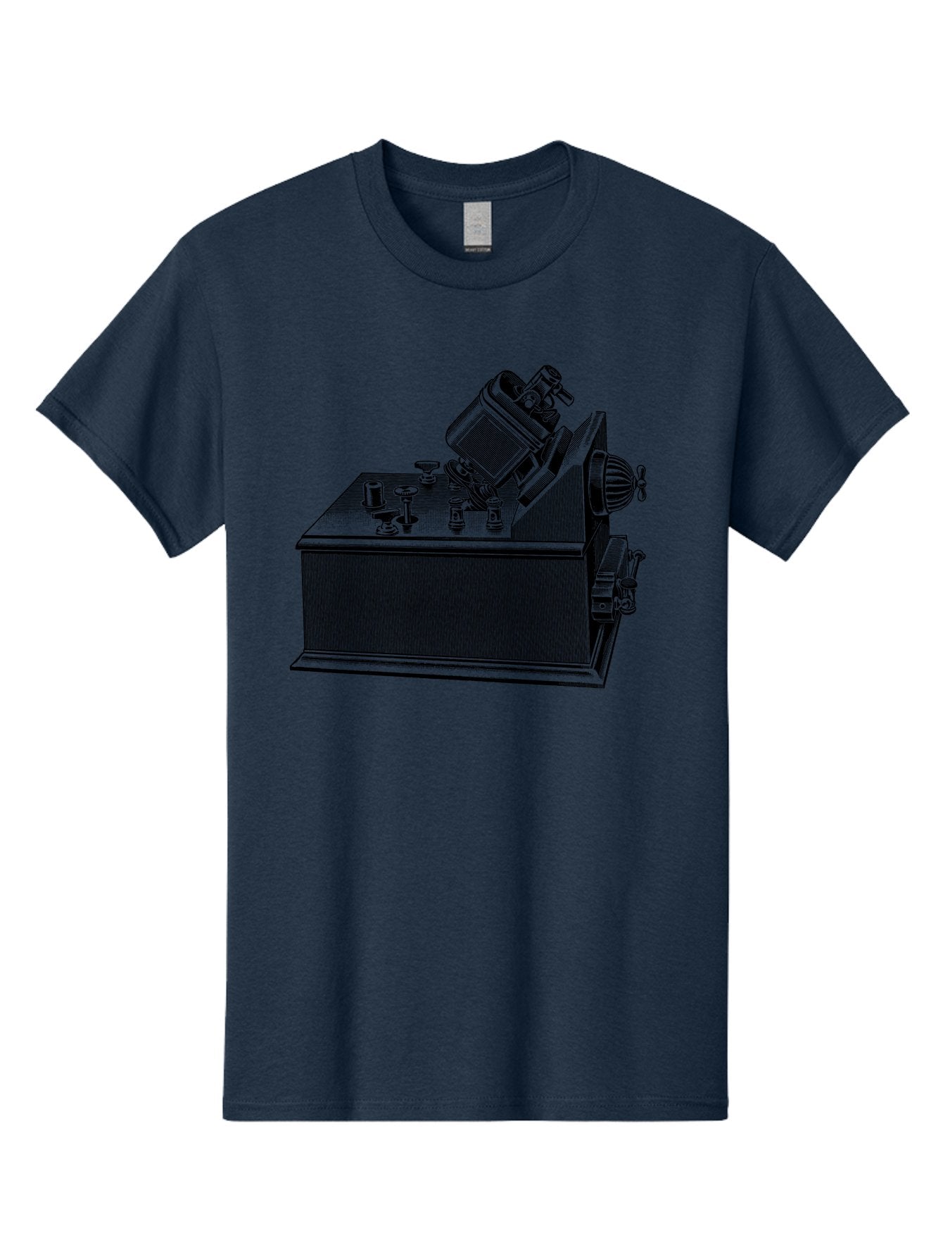 Telegraph-Machine Men'S Graphic Tee, 100% Cotton, Comfortable Casual Summer Wear, Machine Washable, Telegraph Machine, Vintage Communication Device, Antique Technology, Old-Fashioned Telegraph, Historical Equipment, Classic Machinery, Aad653