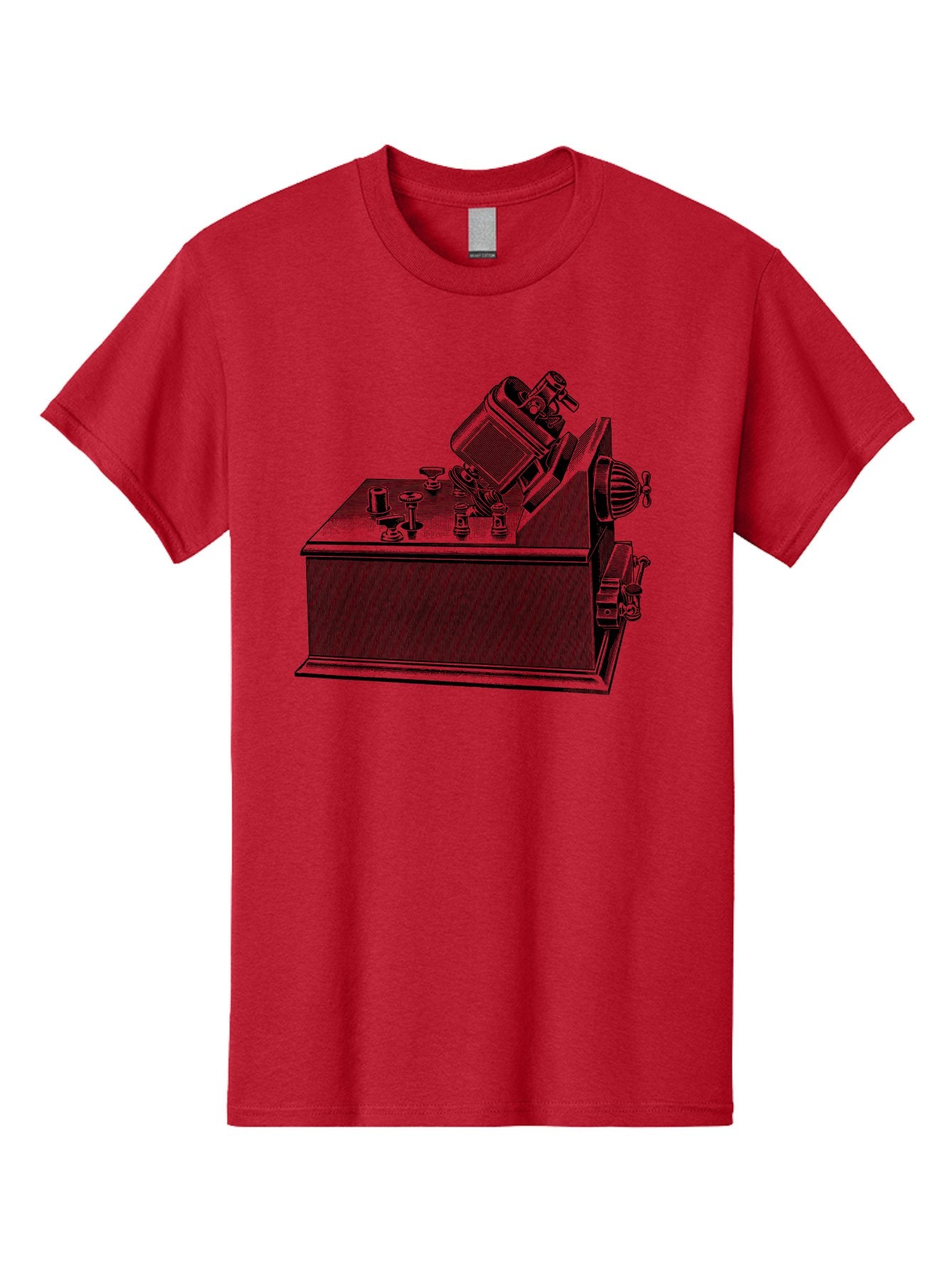 Telegraph-Machine Men'S Graphic Tee, 100% Cotton, Comfortable Casual Summer Wear, Machine Washable, Telegraph Machine, Vintage Communication Device, Antique Technology, Old-Fashioned Telegraph, Historical Equipment, Classic Machinery, Aad653 3
