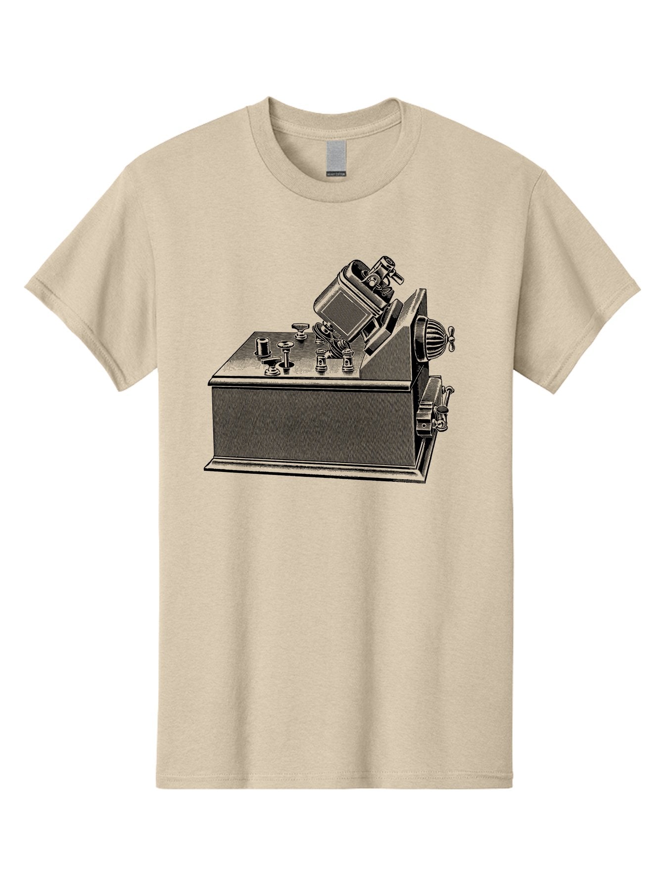 Telegraph-Machine Men'S Graphic Tee, 100% Cotton, Comfortable Casual Summer Wear, Machine Washable, Telegraph Machine, Vintage Communication Device, Antique Technology, Old-Fashioned Telegraph, Historical Equipment, Classic Machinery, Aad653 8