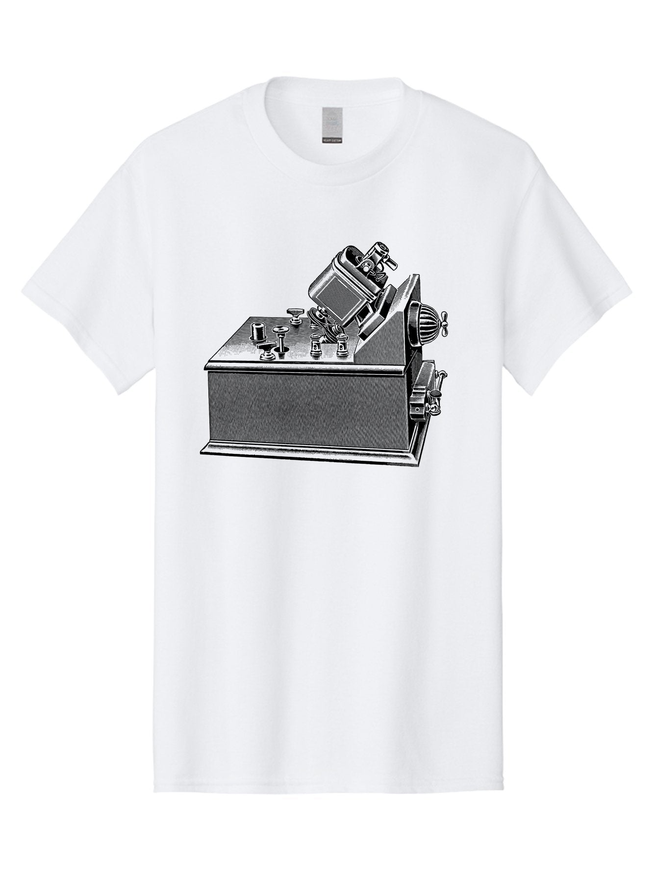 Telegraph-Machine Men'S Graphic Tee, 100% Cotton, Comfortable Casual Summer Wear, Machine Washable, Telegraph Machine, Vintage Communication Device, Antique Technology, Old-Fashioned Telegraph, Historical Equipment, Classic Machinery, Aad653 9