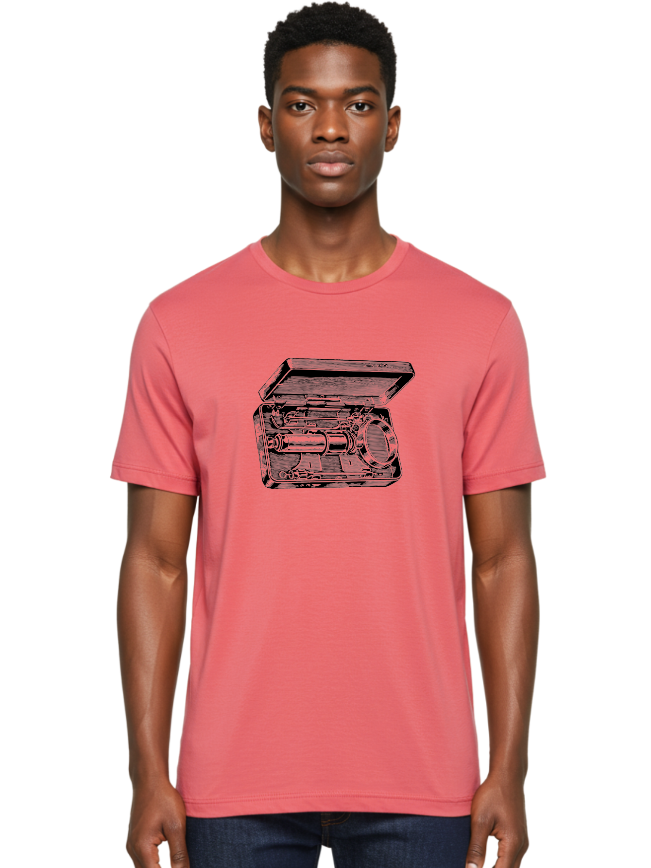 Telescope-In-Case Men'S Graphic Tee, 100% Cotton, Comfortable Casual Summer Wear, Machine Washable, Telescope In A Case, Astronomy Equipment, Stargazing Tools, Scientific Instruments, Optical Devices, Vintage Telescope, Antique Astronomy Aad654 30