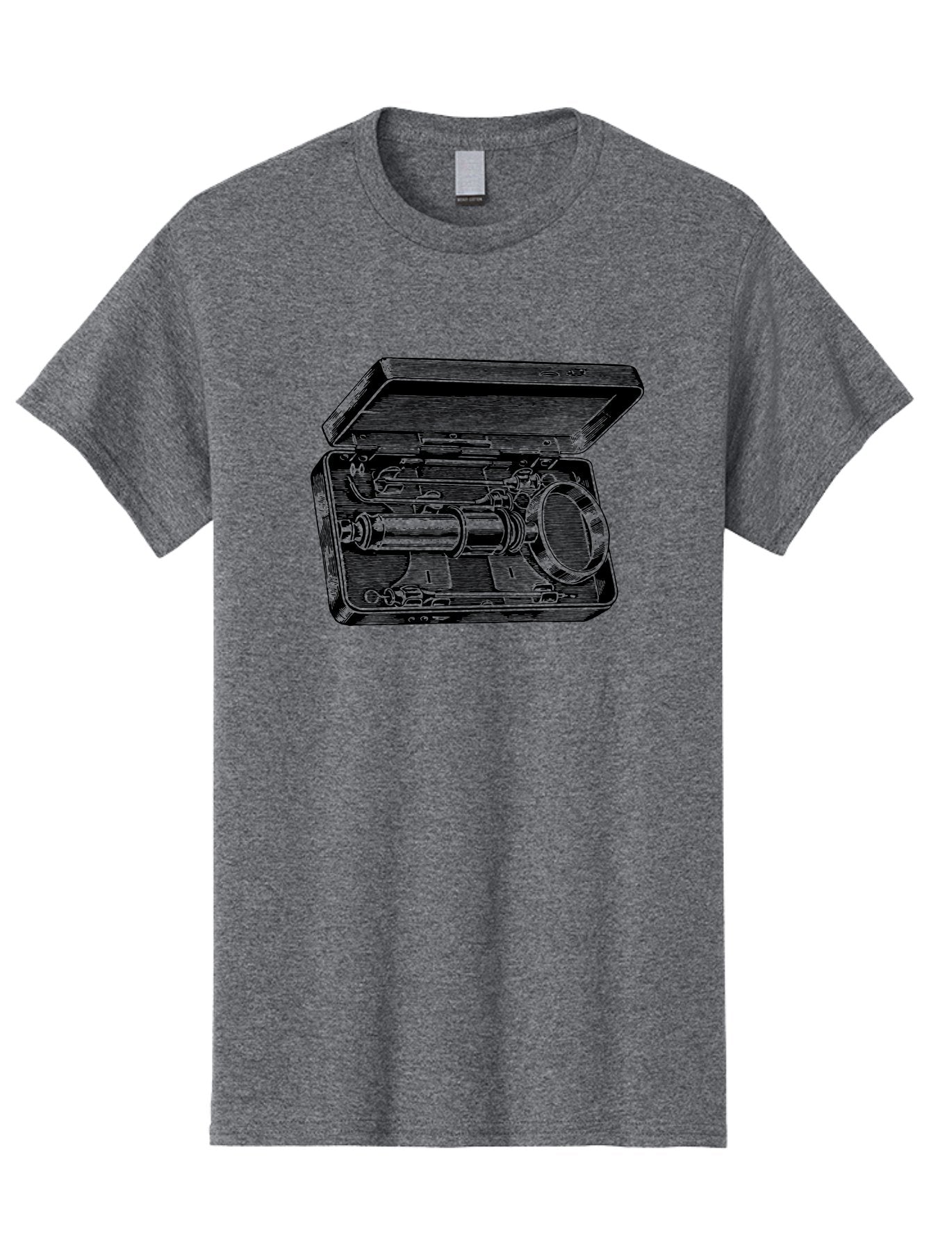 Telescope-In-Case Men'S Graphic Tee, 100% Cotton, Comfortable Casual Summer Wear, Machine Washable, Telescope In A Case, Astronomy Equipment, Stargazing Tools, Scientific Instruments, Optical Devices, Vintage Telescope, Antique Astronomy Aad654 10