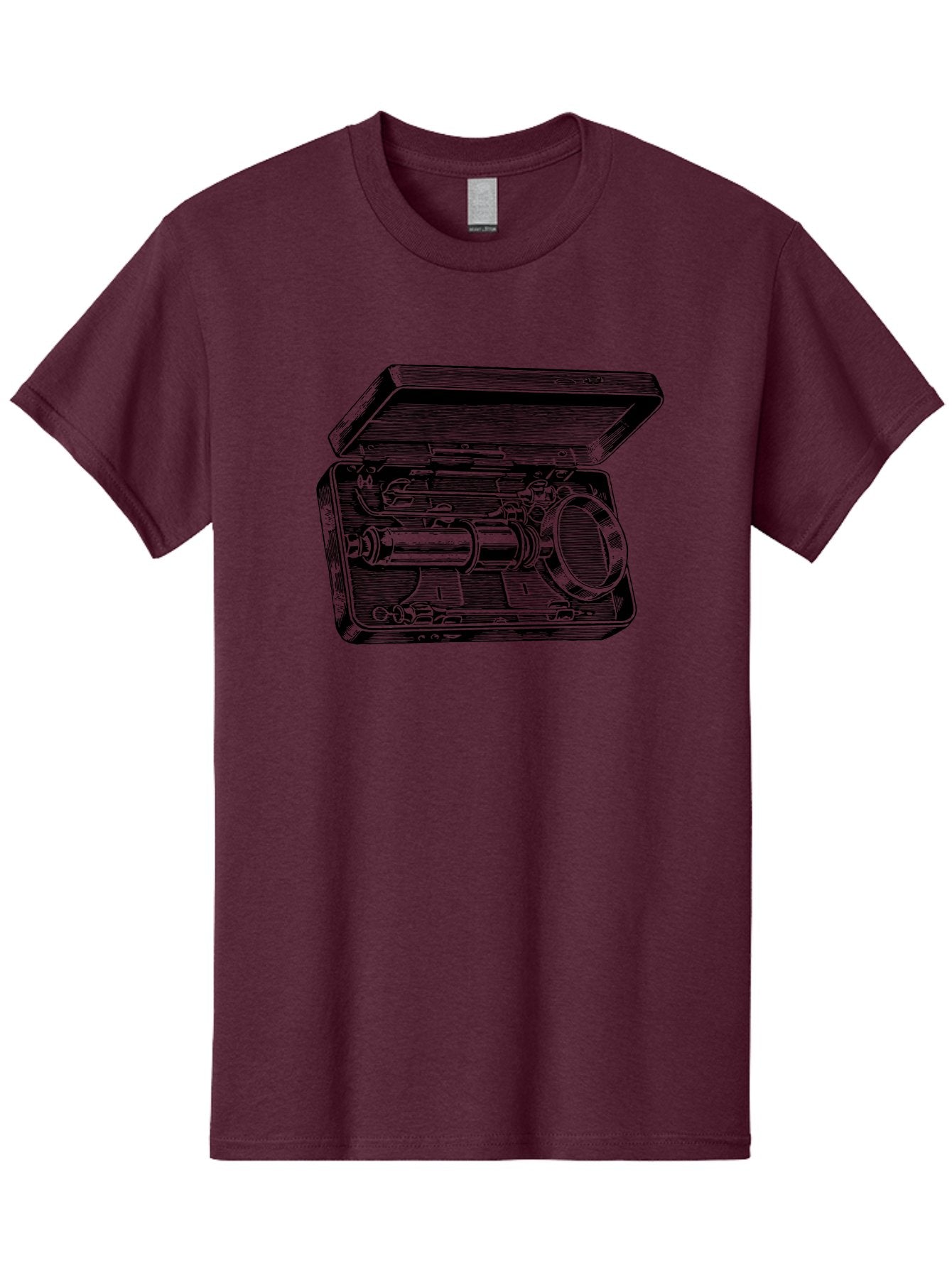 Telescope-In-Case Men'S Graphic Tee, 100% Cotton, Comfortable Casual Summer Wear, Machine Washable, Telescope In A Case, Astronomy Equipment, Stargazing Tools, Scientific Instruments, Optical Devices, Vintage Telescope, Antique Astronomy Aad654 15