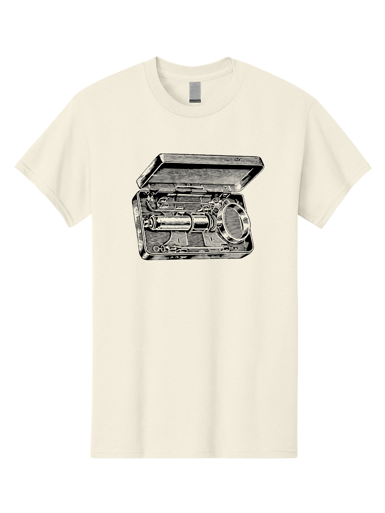 Telescope-In-Case Men'S Graphic Tee, 100% Cotton, Comfortable Casual Summer Wear, Machine Washable, Telescope In A Case, Astronomy Equipment, Stargazing Tools, Scientific Instruments, Optical Devices, Vintage Telescope, Antique Astronomy Aad654 21