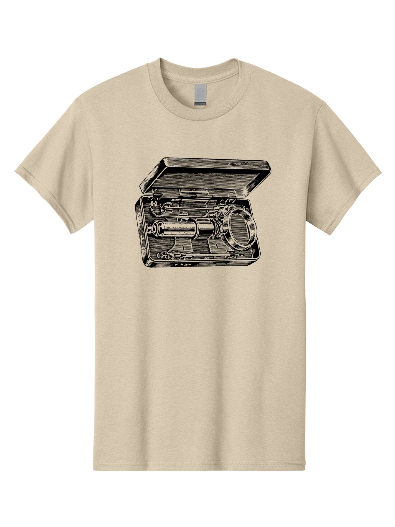 Telescope-In-Case Men'S Graphic Tee, 100% Cotton, Comfortable Casual Summer Wear, Machine Washable, Telescope In A Case, Astronomy Equipment, Stargazing Tools, Scientific Instruments, Optical Devices, Vintage Telescope, Antique Astronomy Aad654 14