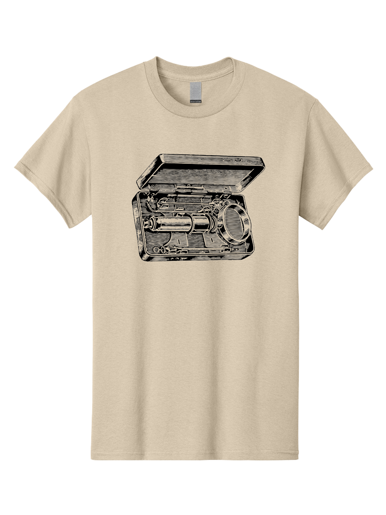 Telescope-In-Case Men'S Graphic Tee, 100% Cotton, Comfortable Casual Summer Wear, Machine Washable, Telescope In A Case, Astronomy Equipment, Stargazing Tools, Scientific Instruments, Optical Devices, Vintage Telescope, Antique Astronomy Aad654 3