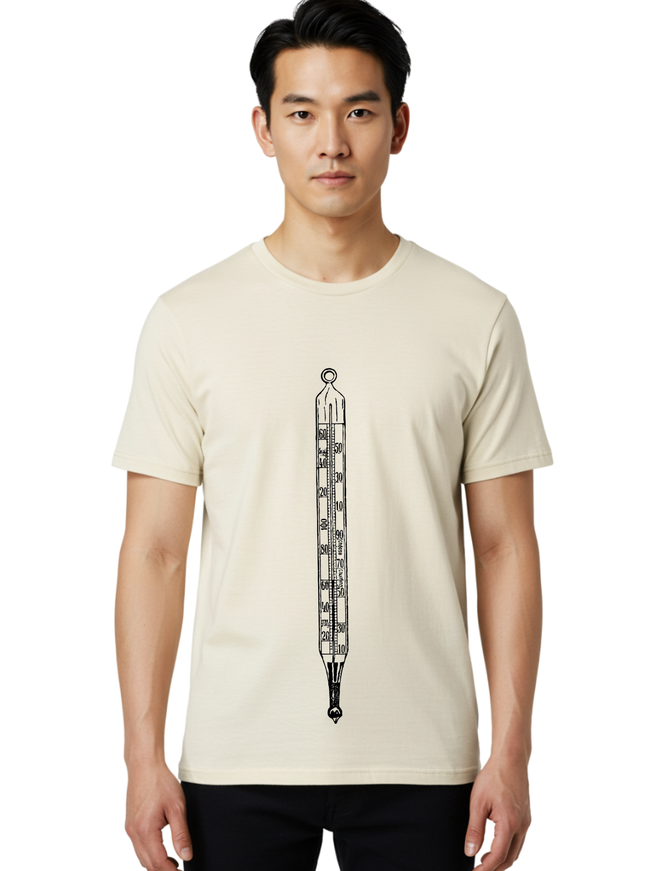 Thermometer Men'S Graphic Tee, 100% Cotton, Comfortable Casual Summer Wear, Machine Washable, Thermometer, Temperature Measurement, Weather Forecasting, Black Outline, Precision Instrument, Scientific Tool, Weather Monitoring Aad657 16
