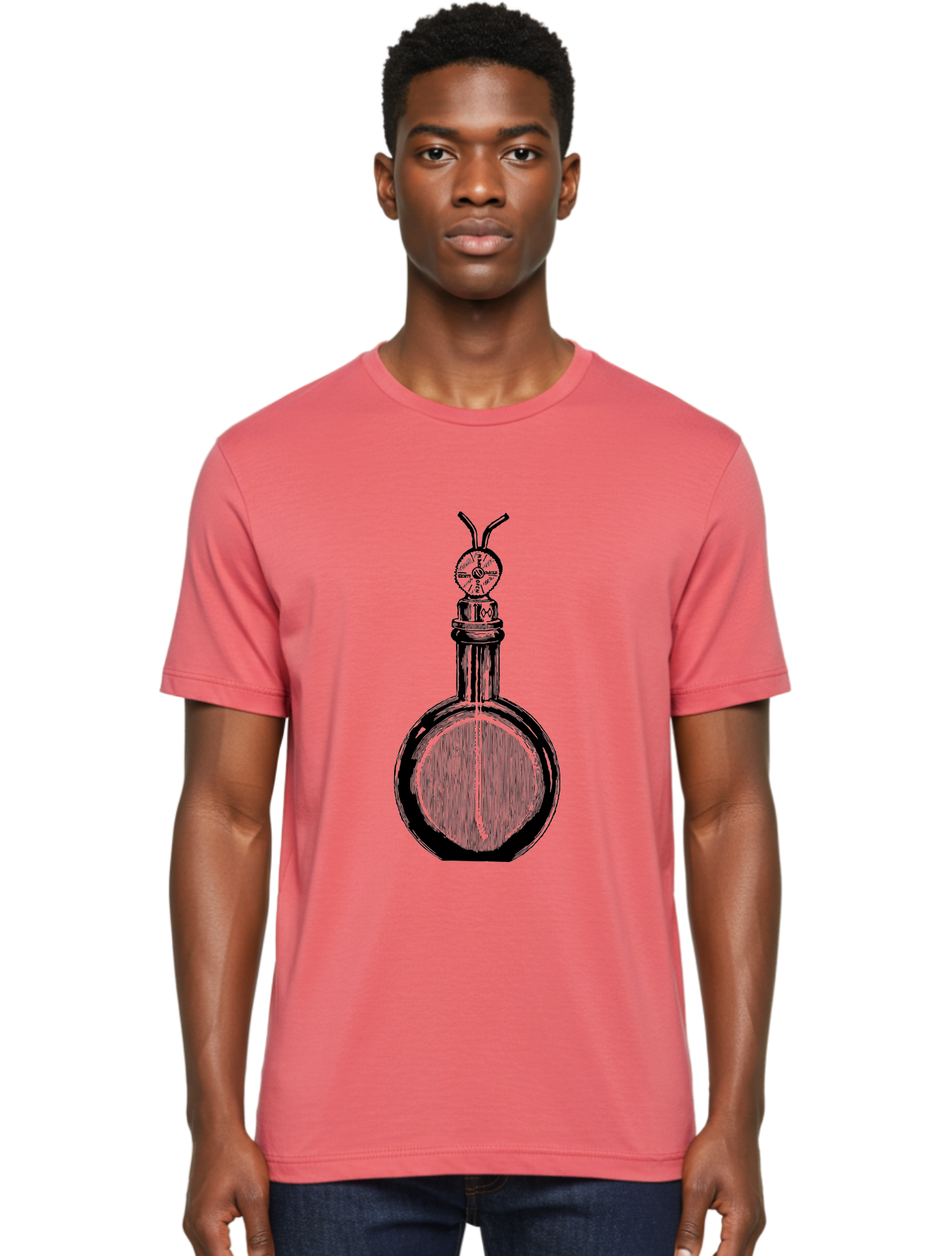 Time-Hourglass Men'S Graphic Tee, 100% Cotton, Comfortable Casual Summer Wear, Machine Washable, Sketch Of Bottle, Time Symbol, Clock Face, Abstract Art, Surrealism, Unique Design, Mysterious, Whimsical, Creative Expression Aad658 10