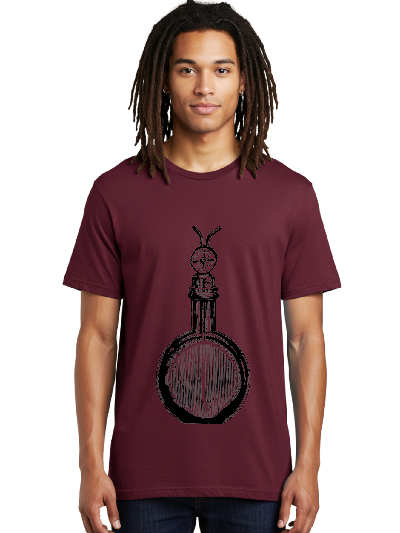 Time-Hourglass Men'S Graphic Tee, 100% Cotton, Comfortable Casual Summer Wear, Machine Washable, Sketch Of Bottle, Time Symbol, Clock Face, Abstract Art, Surrealism, Unique Design, Mysterious, Whimsical, Creative Expression Aad658 28