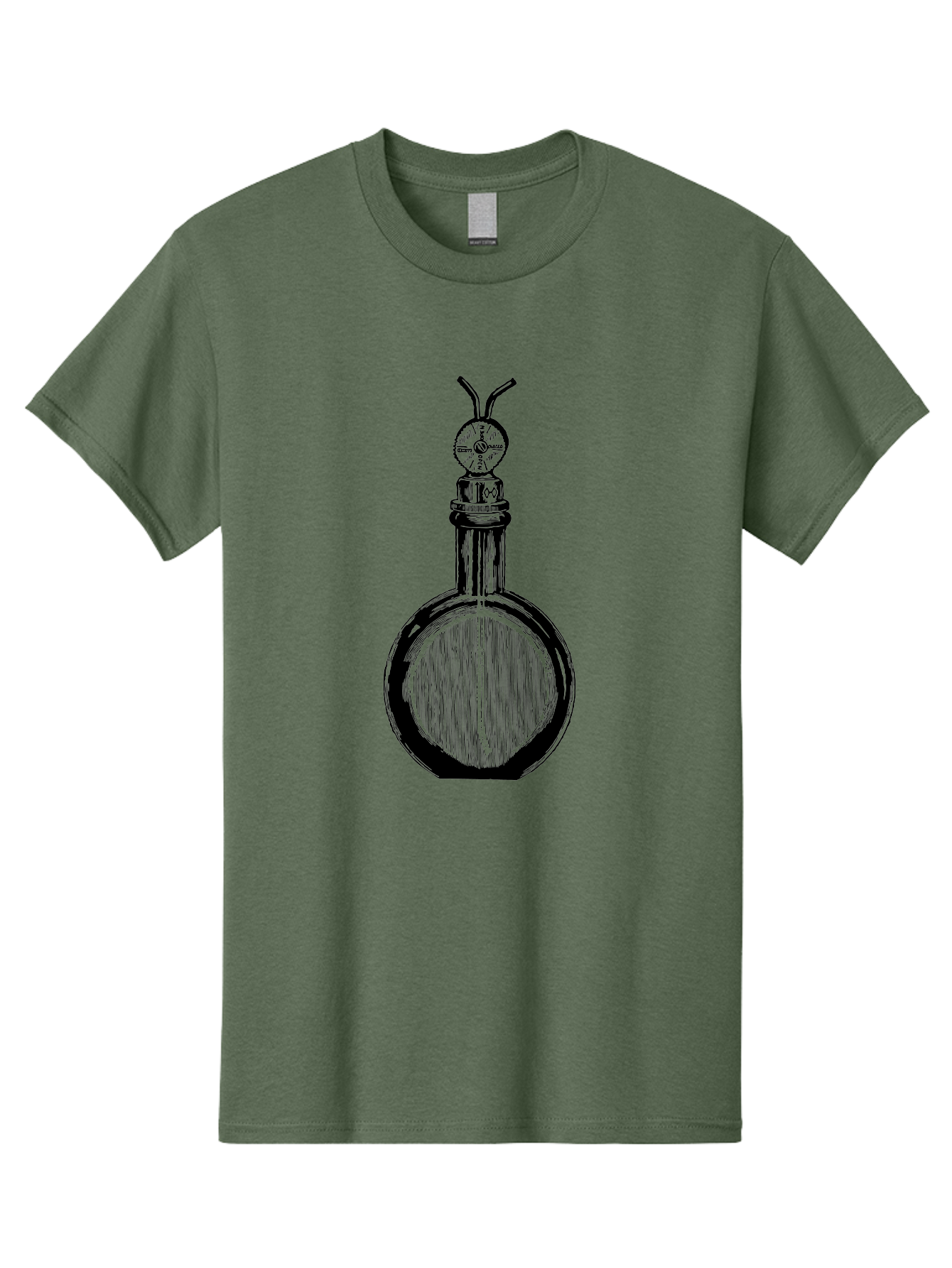 Time-Hourglass Men'S Graphic Tee, 100% Cotton, Comfortable Casual Summer Wear, Machine Washable, Sketch Of Bottle, Time Symbol, Clock Face, Abstract Art, Surrealism, Unique Design, Mysterious, Whimsical, Creative Expression Aad658