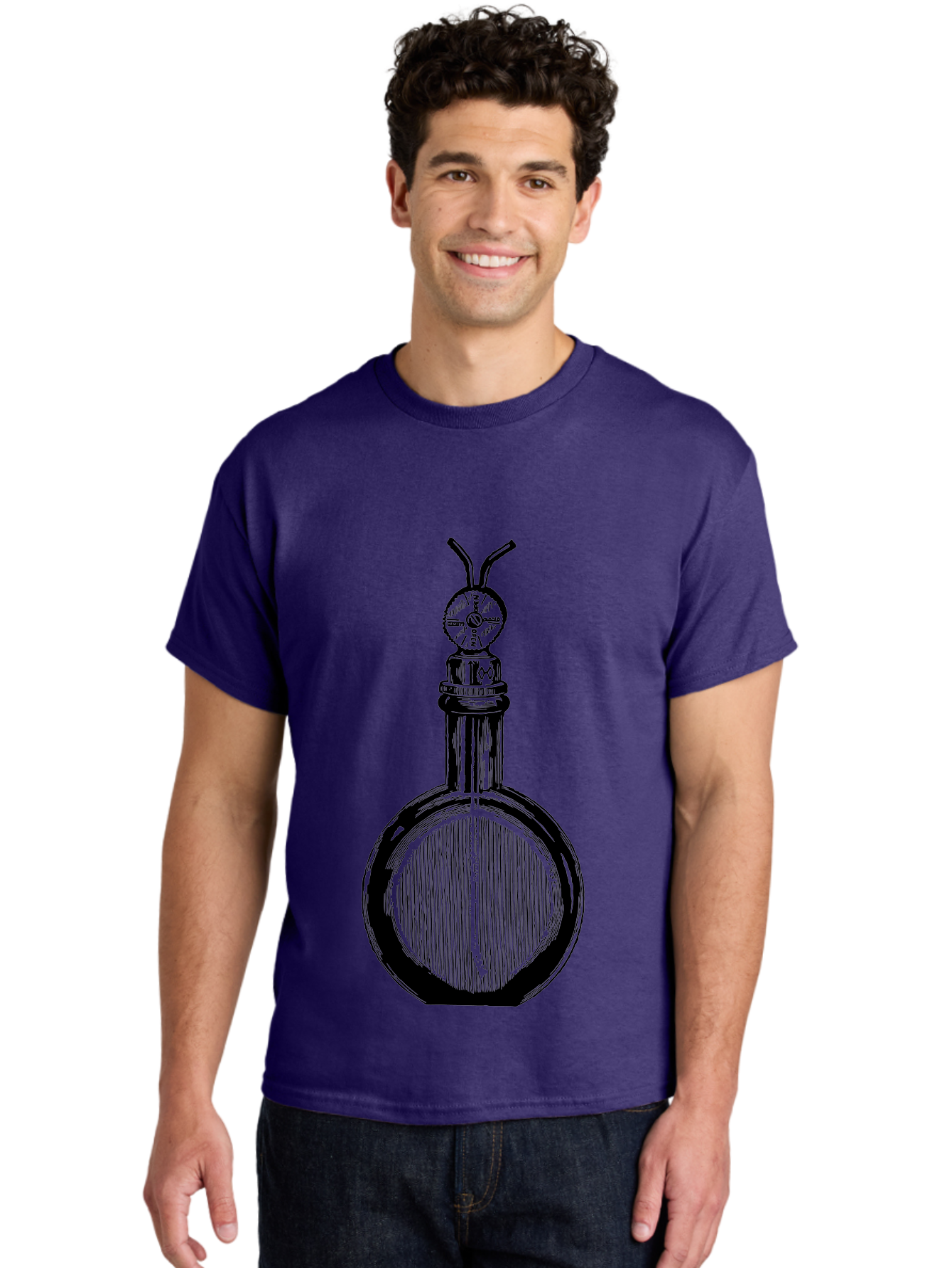 Time-Hourglass Men'S Graphic Tee, 100% Cotton, Comfortable Casual Summer Wear, Machine Washable, Sketch Of Bottle, Time Symbol, Clock Face, Abstract Art, Surrealism, Unique Design, Mysterious, Whimsical, Creative Expression Aad658 4
