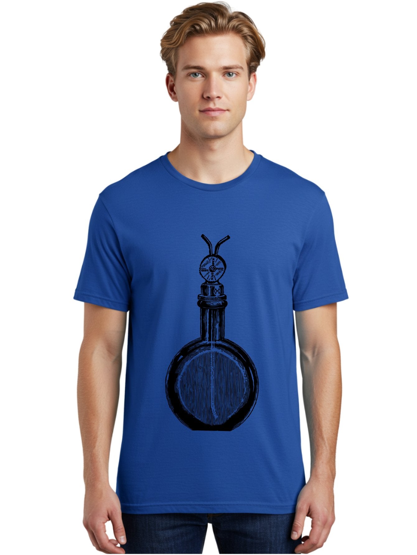 Time-Hourglass Men'S Graphic Tee, 100% Cotton, Comfortable Casual Summer Wear, Machine Washable, Sketch Of Bottle, Time Symbol, Clock Face, Abstract Art, Surrealism, Unique Design, Mysterious, Whimsical, Creative Expression Aad658 22