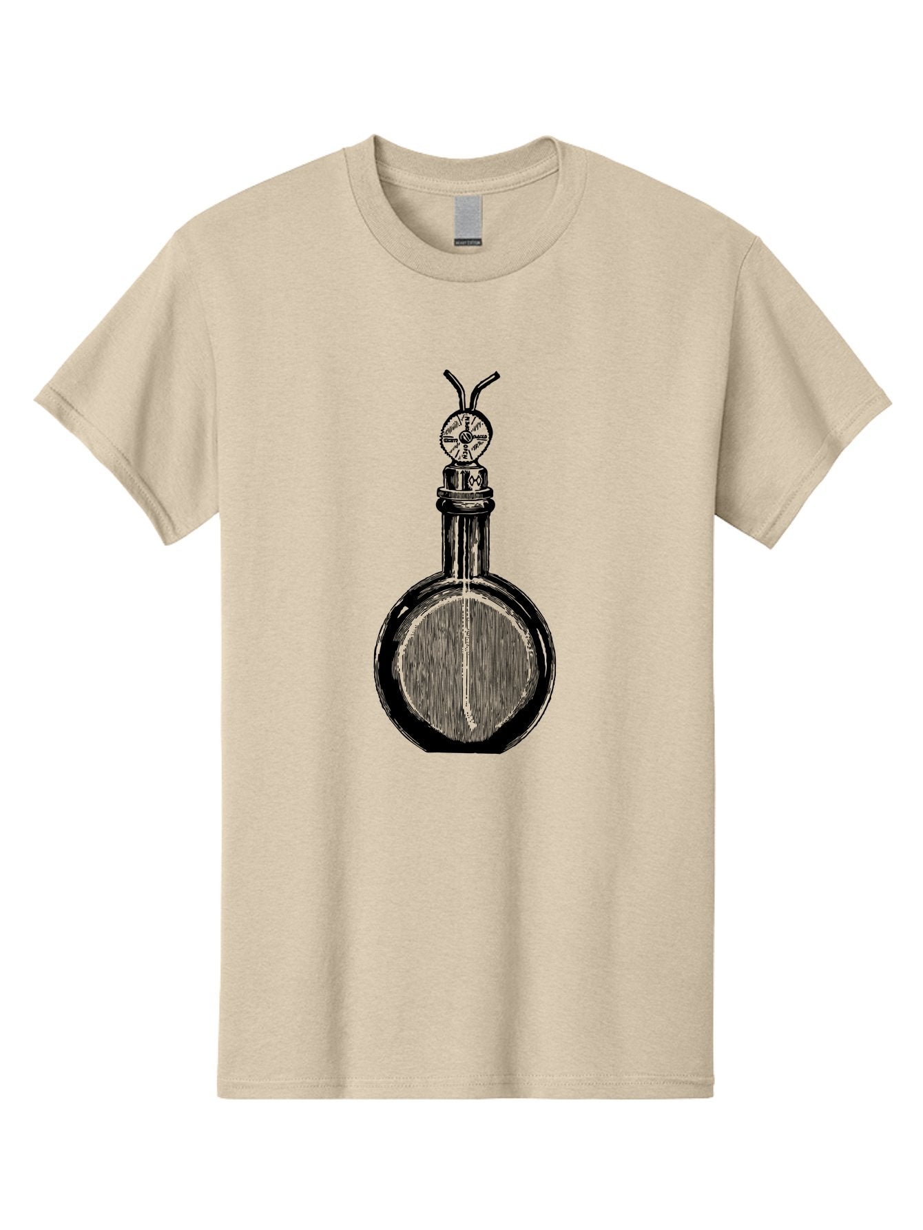 Time-Hourglass Men'S Graphic Tee, 100% Cotton, Comfortable Casual Summer Wear, Machine Washable, Sketch Of Bottle, Time Symbol, Clock Face, Abstract Art, Surrealism, Unique Design, Mysterious, Whimsical, Creative Expression Aad658 8