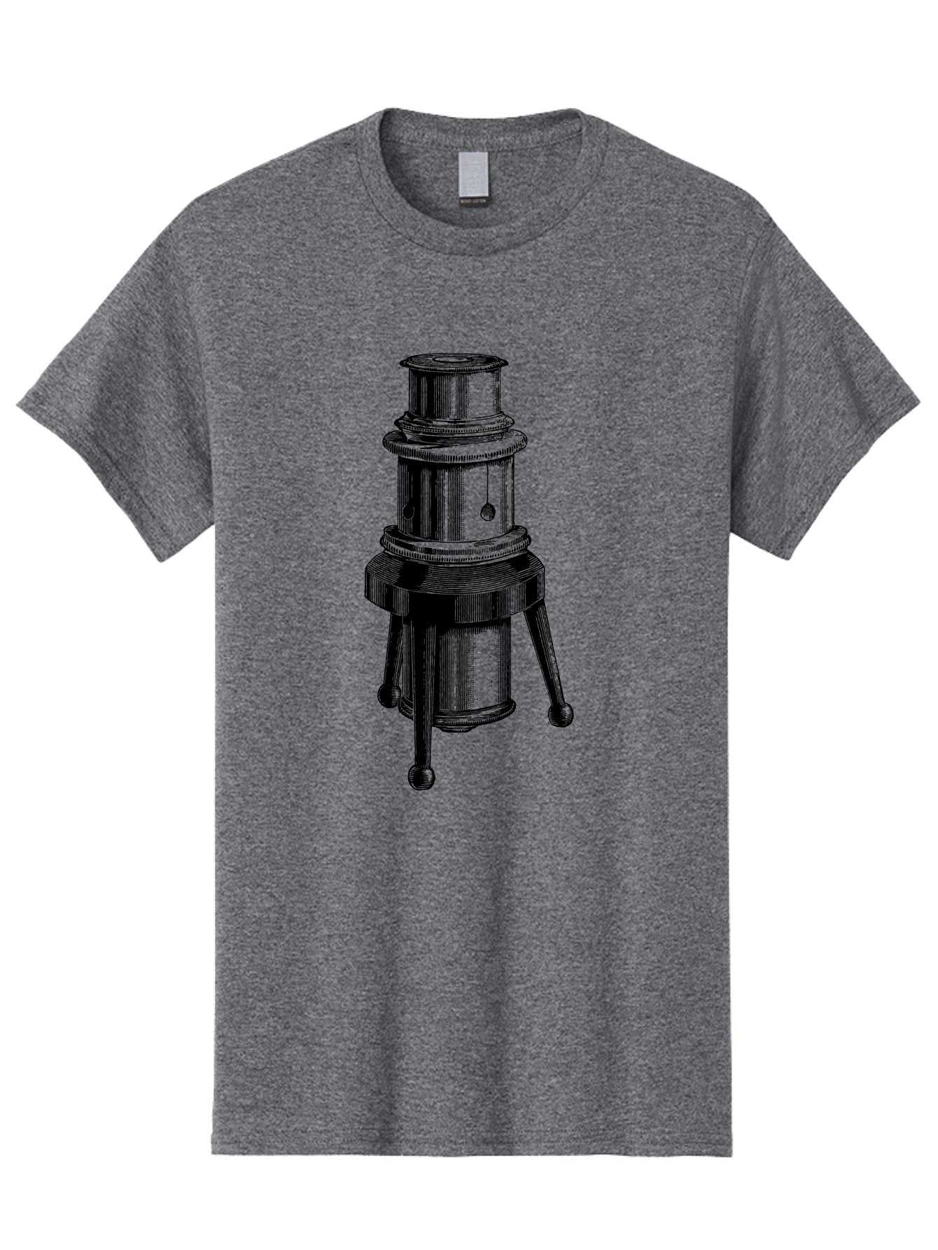 Vintage-Microscope Men'S Graphic Tee, 100% Cotton, Comfortable Casual Summer Wear, Machine Washable, Microscope Illustration, Scientific Equipment, Laboratory Tool, Vintage Style, Detailed Drawing, Optical Instrument, Biology Research Aad660 6