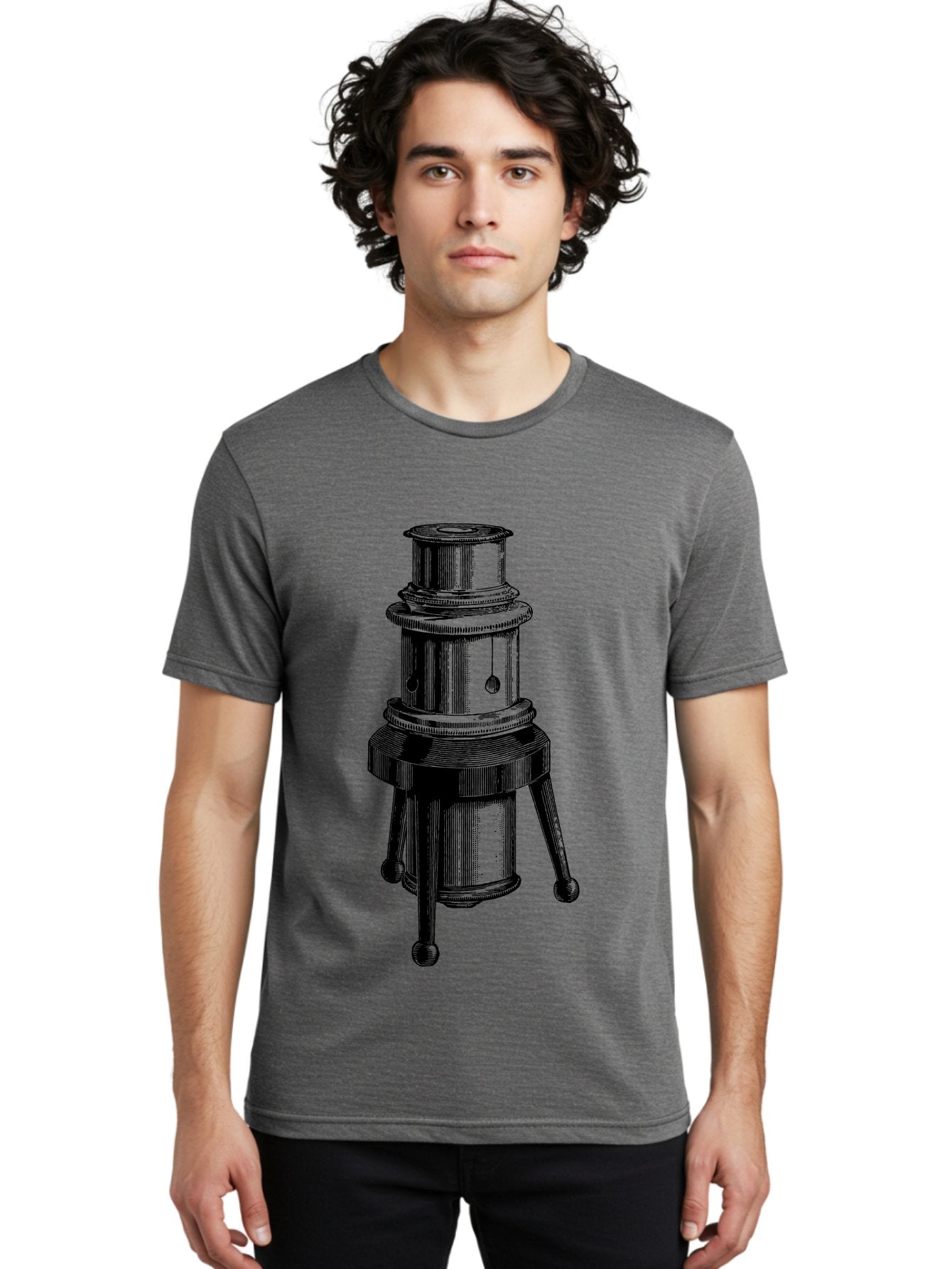 Vintage-Microscope Men'S Graphic Tee, 100% Cotton, Comfortable Casual Summer Wear, Machine Washable, Microscope Illustration, Scientific Equipment, Laboratory Tool, Vintage Style, Detailed Drawing, Optical Instrument, Biology Research Aad660 24