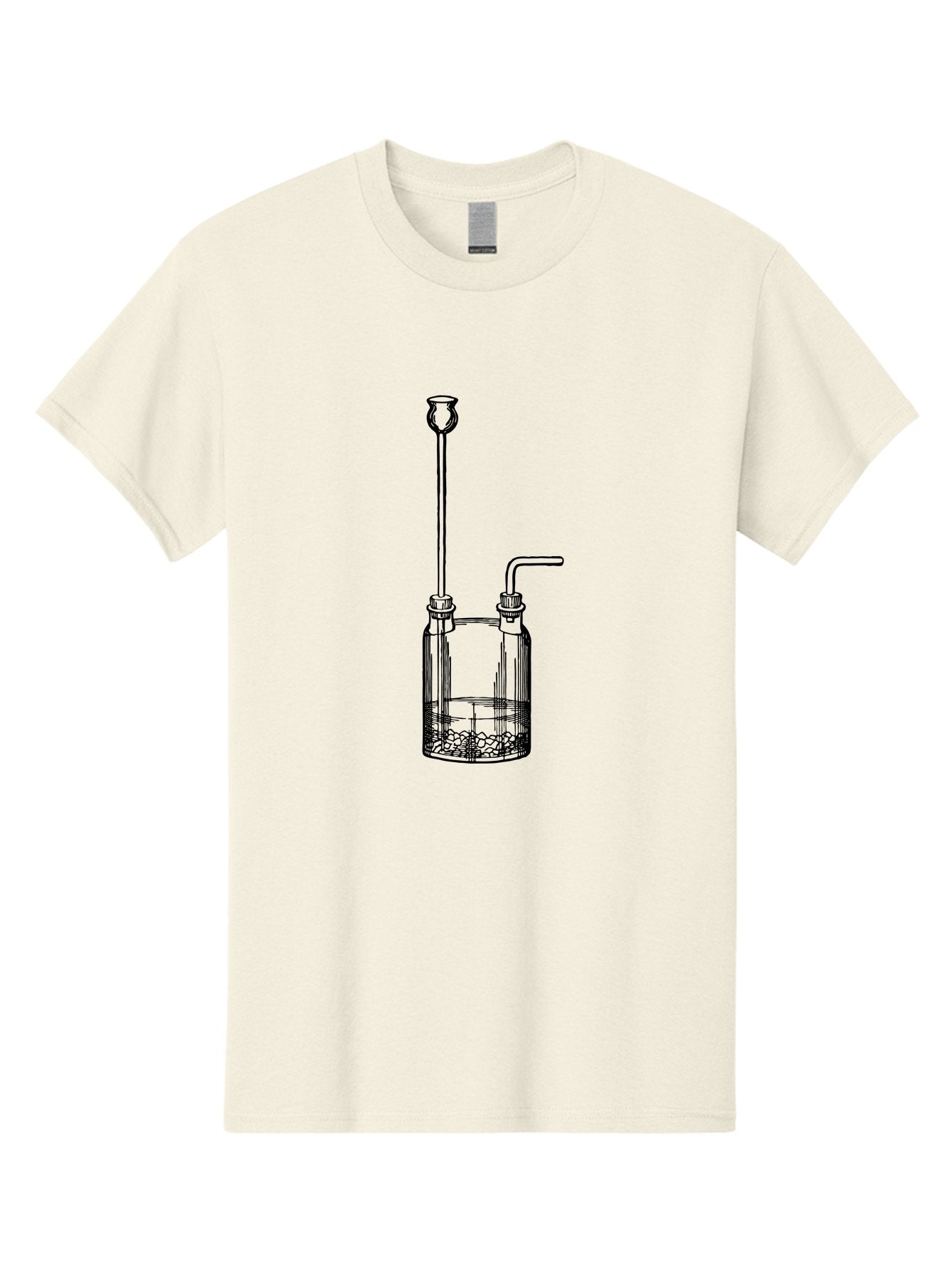 Wash-Bottle Men'S Graphic Tee, 100% Cotton, Comfortable Casual Summer Wear, Machine Washable, Laboratory Equipment, Glassware, Scientific Apparatus, Chemical Container, Woulfe Bottle, Laboratory Setup Aad661