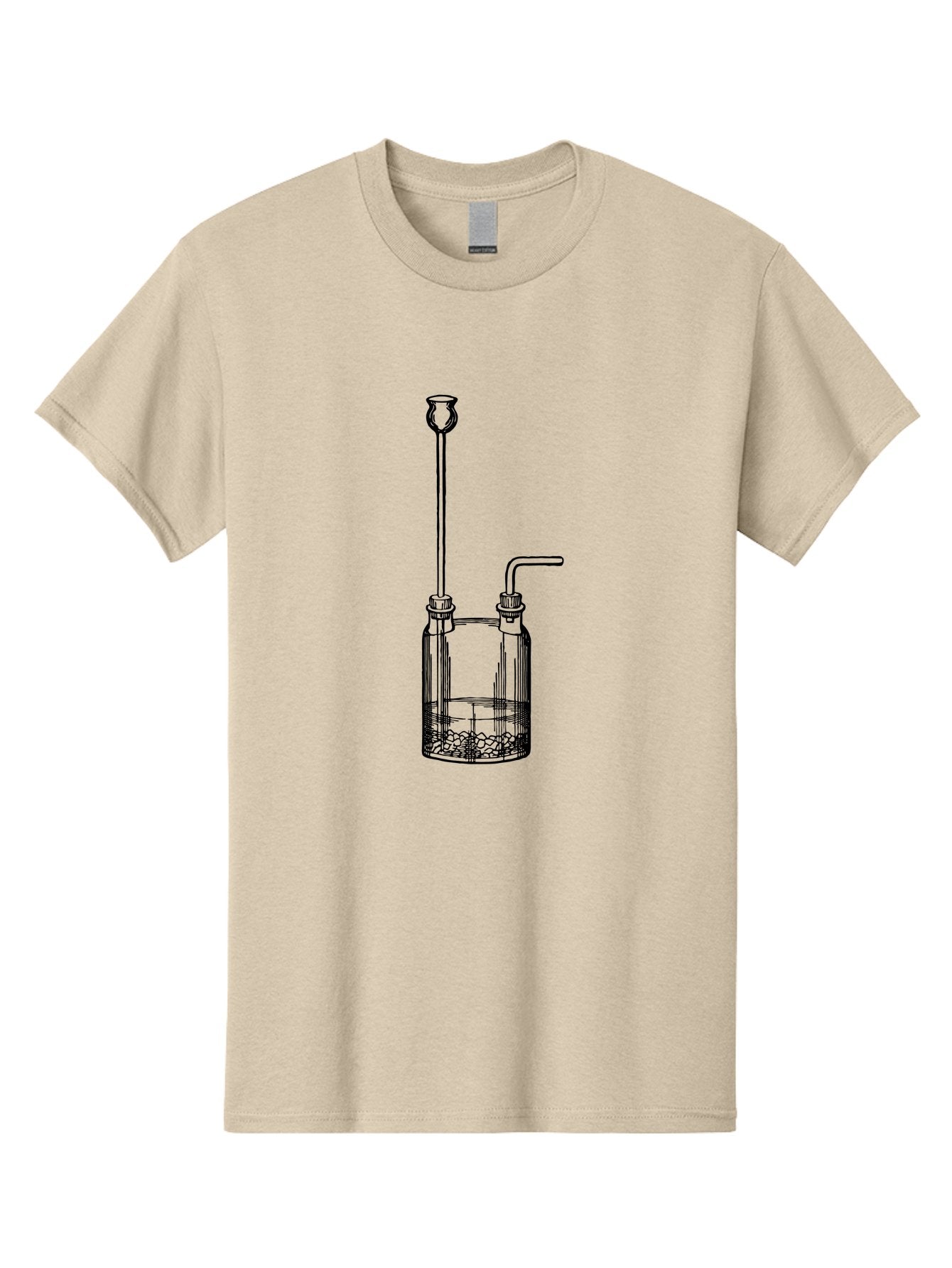 Wash-Bottle Men'S Graphic Tee, 100% Cotton, Comfortable Casual Summer Wear, Machine Washable, Laboratory Equipment, Glassware, Scientific Apparatus, Chemical Container, Woulfe Bottle, Laboratory Setup Aad661