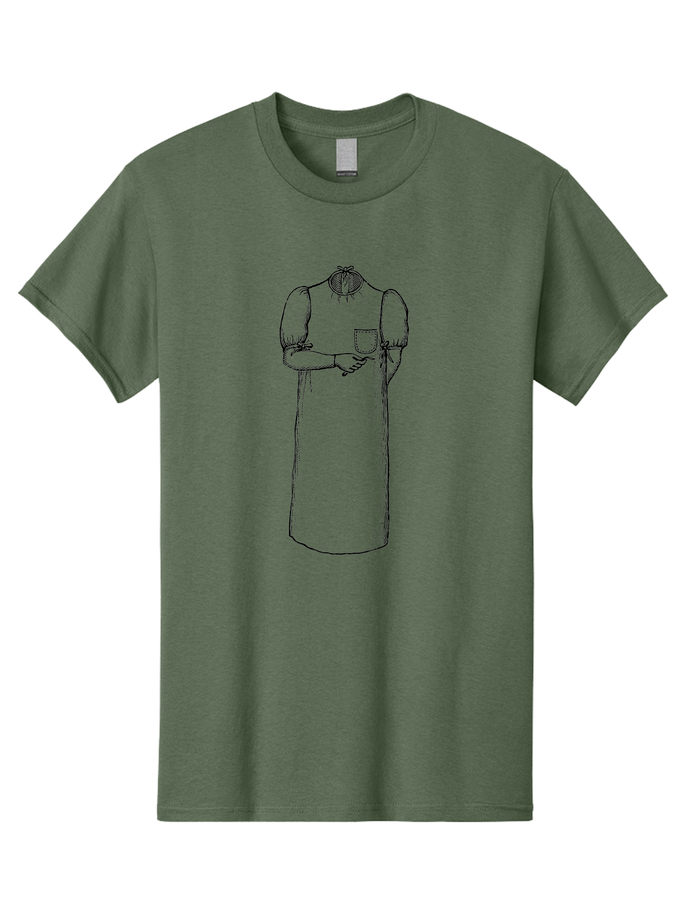 Womanless-Dress Men'S Graphic Tee, 100% Cotton, Comfortable Casual Summer Wear, Machine Washable, Headless Figure, Smock Dress, Victorian Era, Historical Clothing, Fashion Illustration, Black Outline, Simple Design, Artistic Style Aad664 29