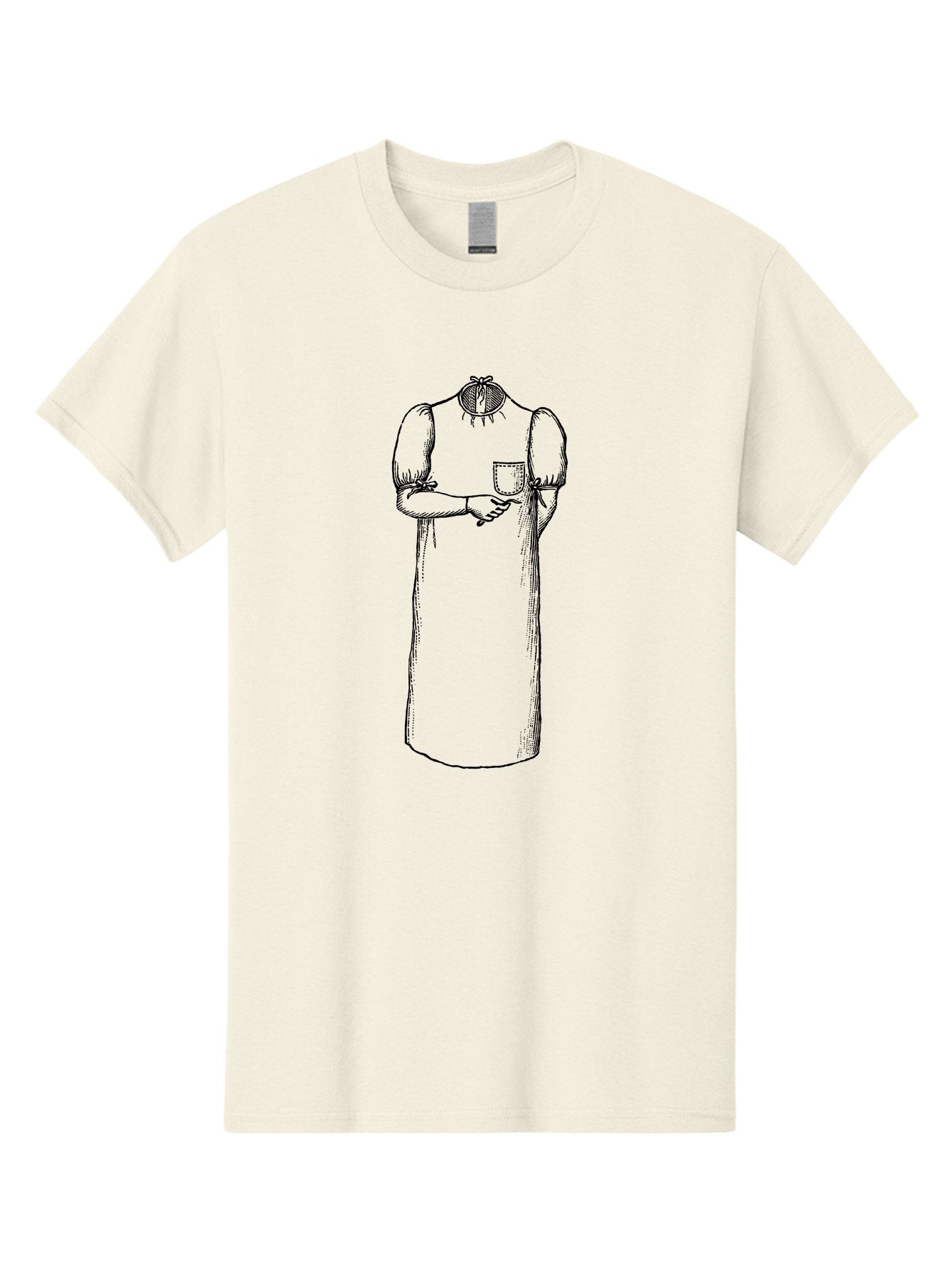 Womanless-Dress Men'S Graphic Tee, 100% Cotton, Comfortable Casual Summer Wear, Machine Washable, Headless Figure, Smock Dress, Victorian Era, Historical Clothing, Fashion Illustration, Black Outline, Simple Design, Artistic Style Aad664 12