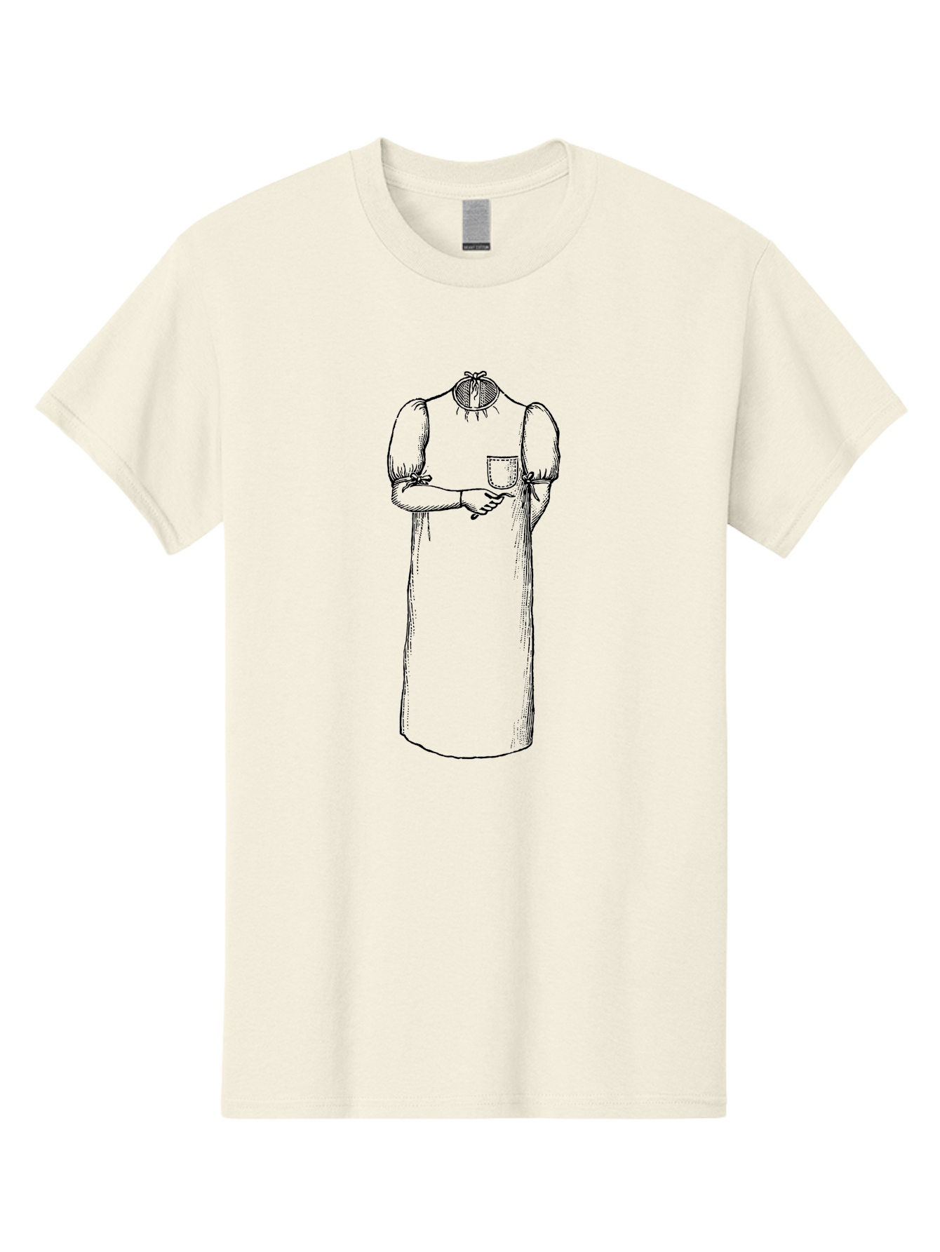 Womanless-Dress Men'S Graphic Tee, 100% Cotton, Comfortable Casual Summer Wear, Machine Washable, Headless Figure, Smock Dress, Victorian Era, Historical Clothing, Fashion Illustration, Black Outline, Simple Design, Artistic Style Aad664 5
