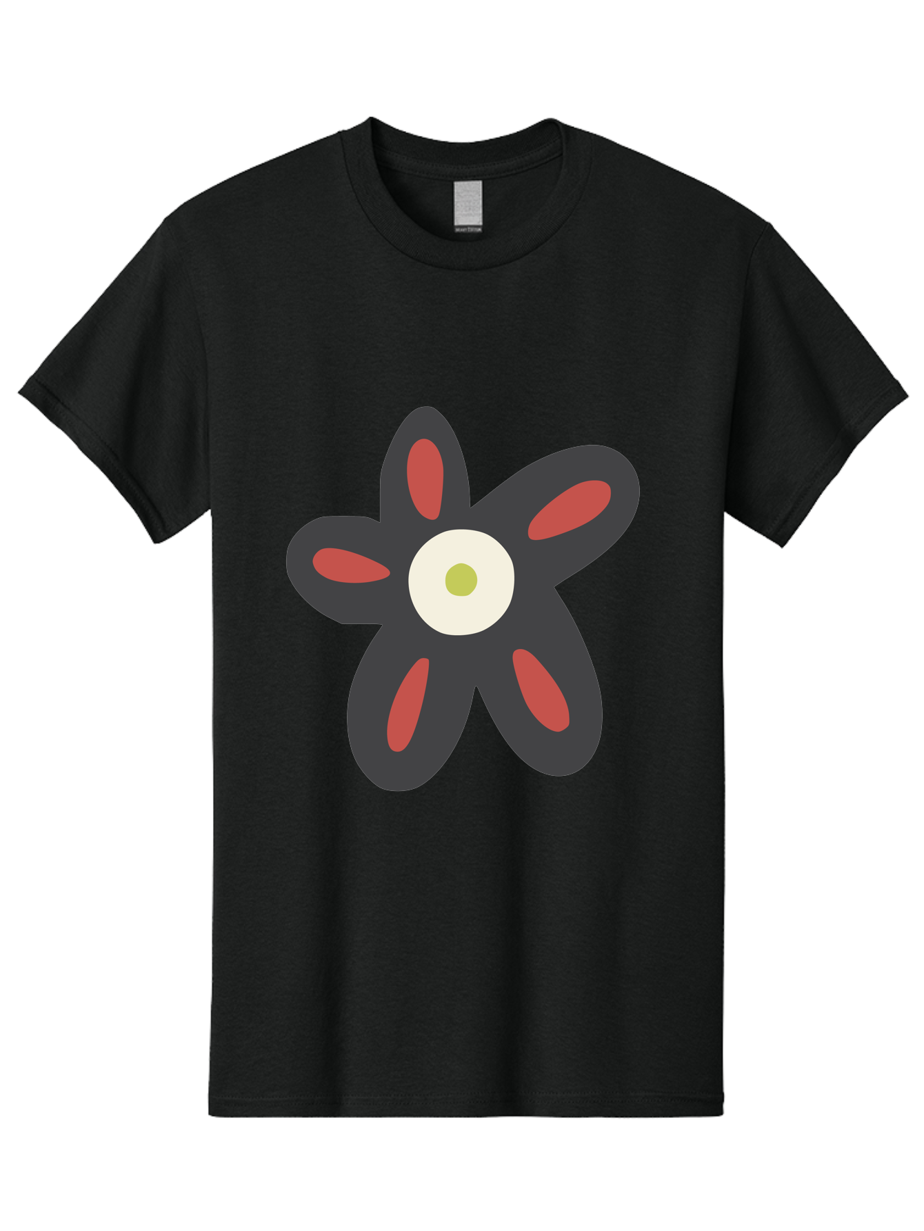 Men'S Graphic Tee, 100% Cotton, Comfortable Casual Summer Wear, Machine Washable, Stylized Flower, Floral Design, Modern Art, Abstract Flower, Minimalist Graphic, Six Petals, Bold Colors, Simple Shapes Aad666 13