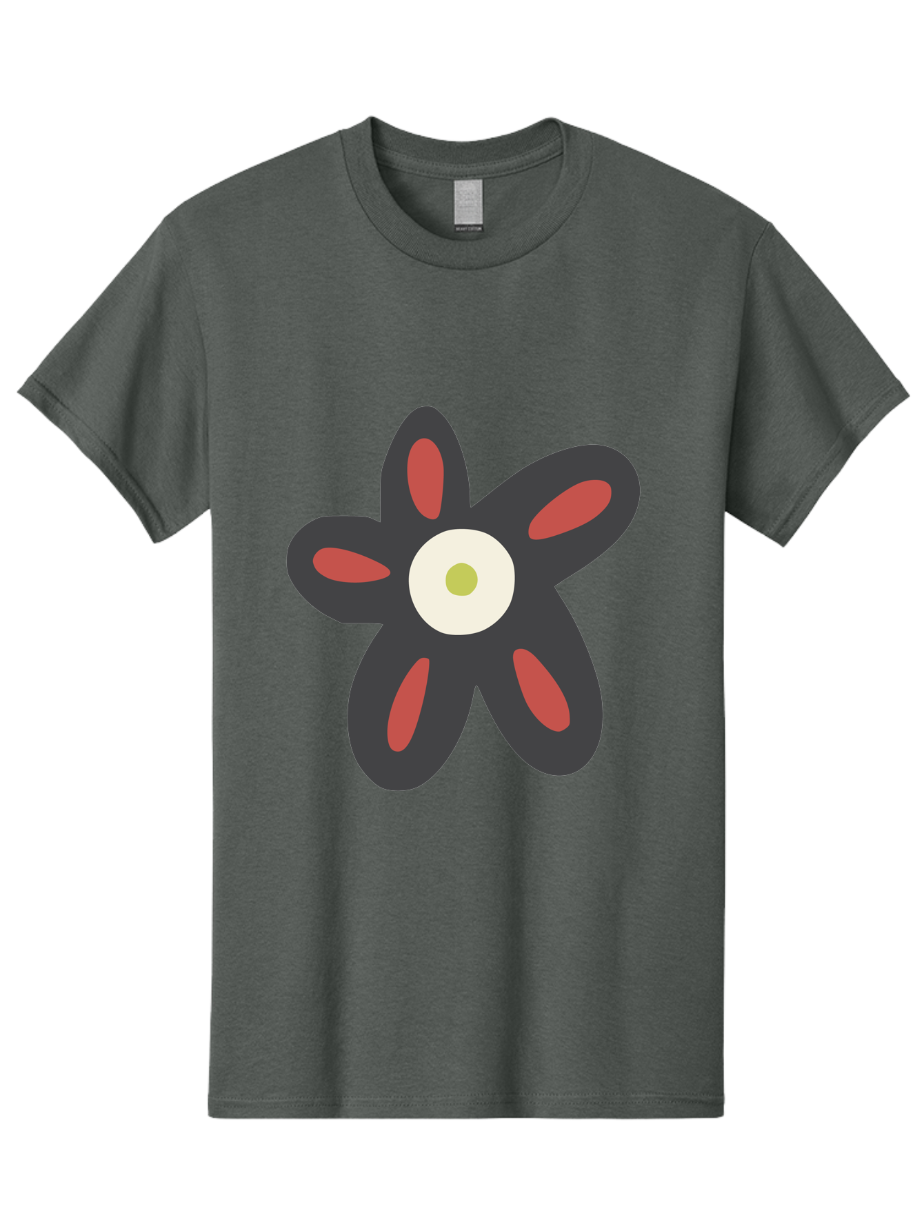 Men'S Graphic Tee, 100% Cotton, Comfortable Casual Summer Wear, Machine Washable, Stylized Flower, Floral Design, Modern Art, Abstract Flower, Minimalist Graphic, Six Petals, Bold Colors, Simple Shapes Aad666 19