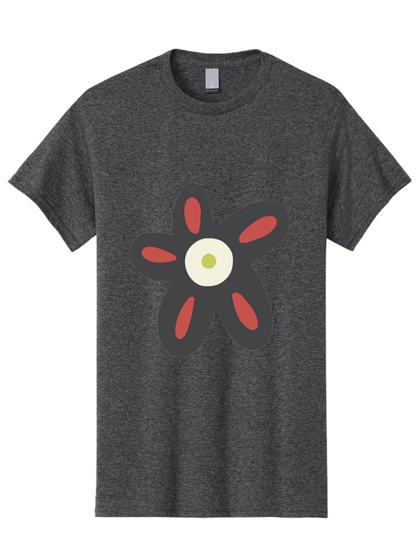 Men'S Graphic Tee, 100% Cotton, Comfortable Casual Summer Wear, Machine Washable, Stylized Flower, Floral Design, Modern Art, Abstract Flower, Minimalist Graphic, Six Petals, Bold Colors, Simple Shapes Aad666 21