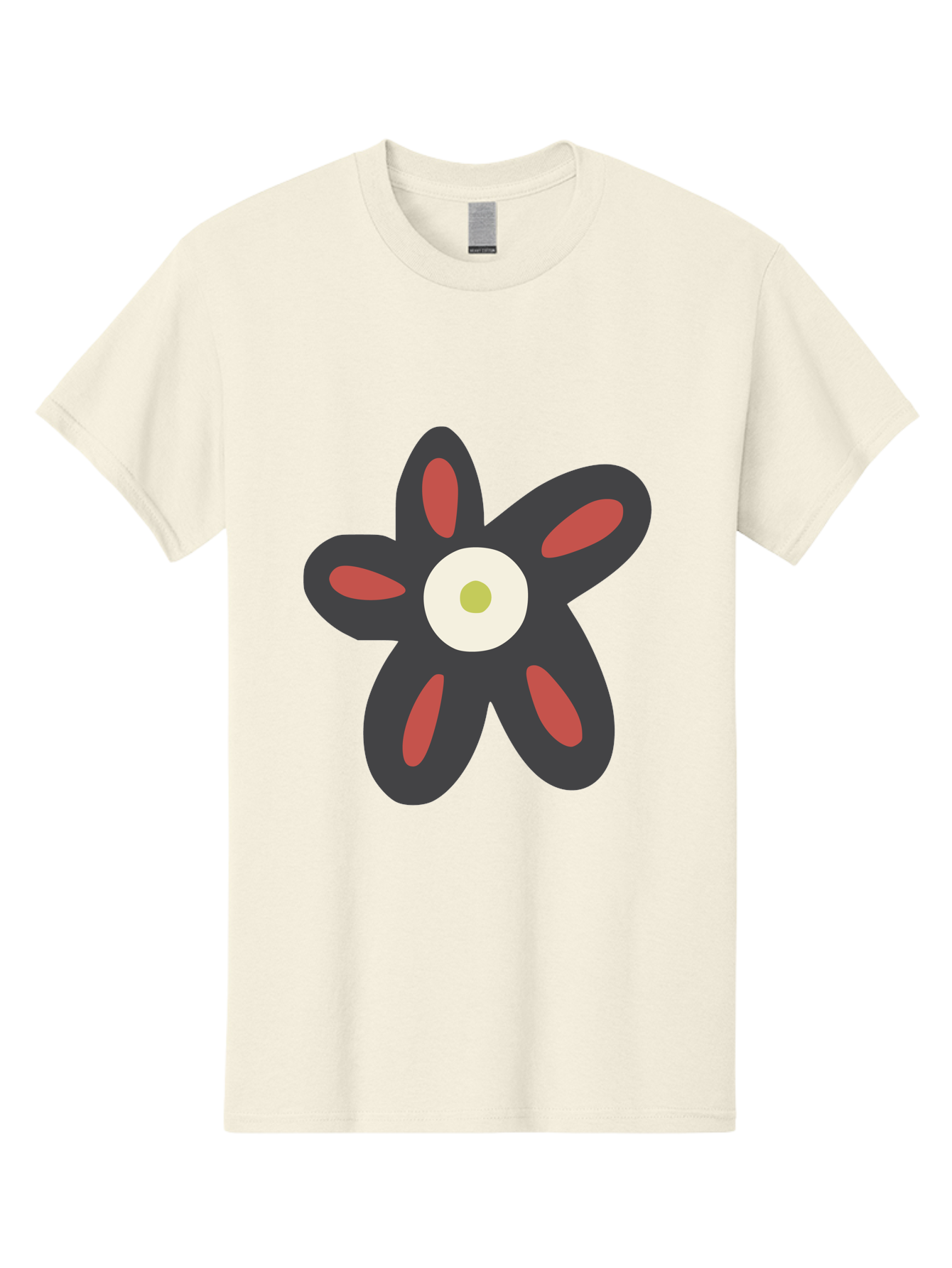 Men'S Graphic Tee, 100% Cotton, Comfortable Casual Summer Wear, Machine Washable, Stylized Flower, Floral Design, Modern Art, Abstract Flower, Minimalist Graphic, Six Petals, Bold Colors, Simple Shapes Aad666 29
