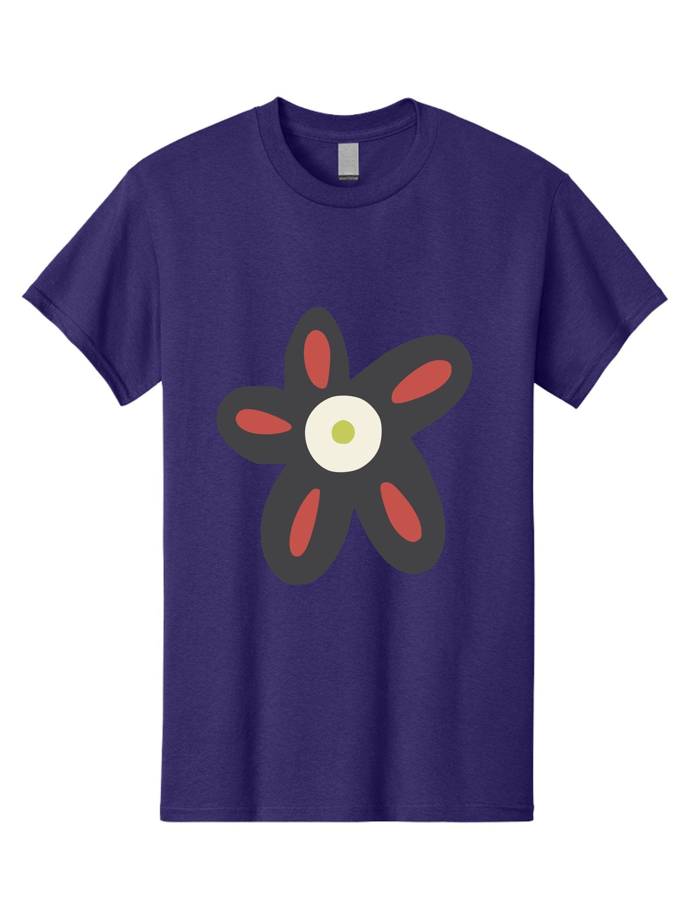 Men'S Graphic Tee, 100% Cotton, Comfortable Casual Summer Wear, Machine Washable, Stylized Flower, Floral Design, Modern Art, Abstract Flower, Minimalist Graphic, Six Petals, Bold Colors, Simple Shapes Aad666 12