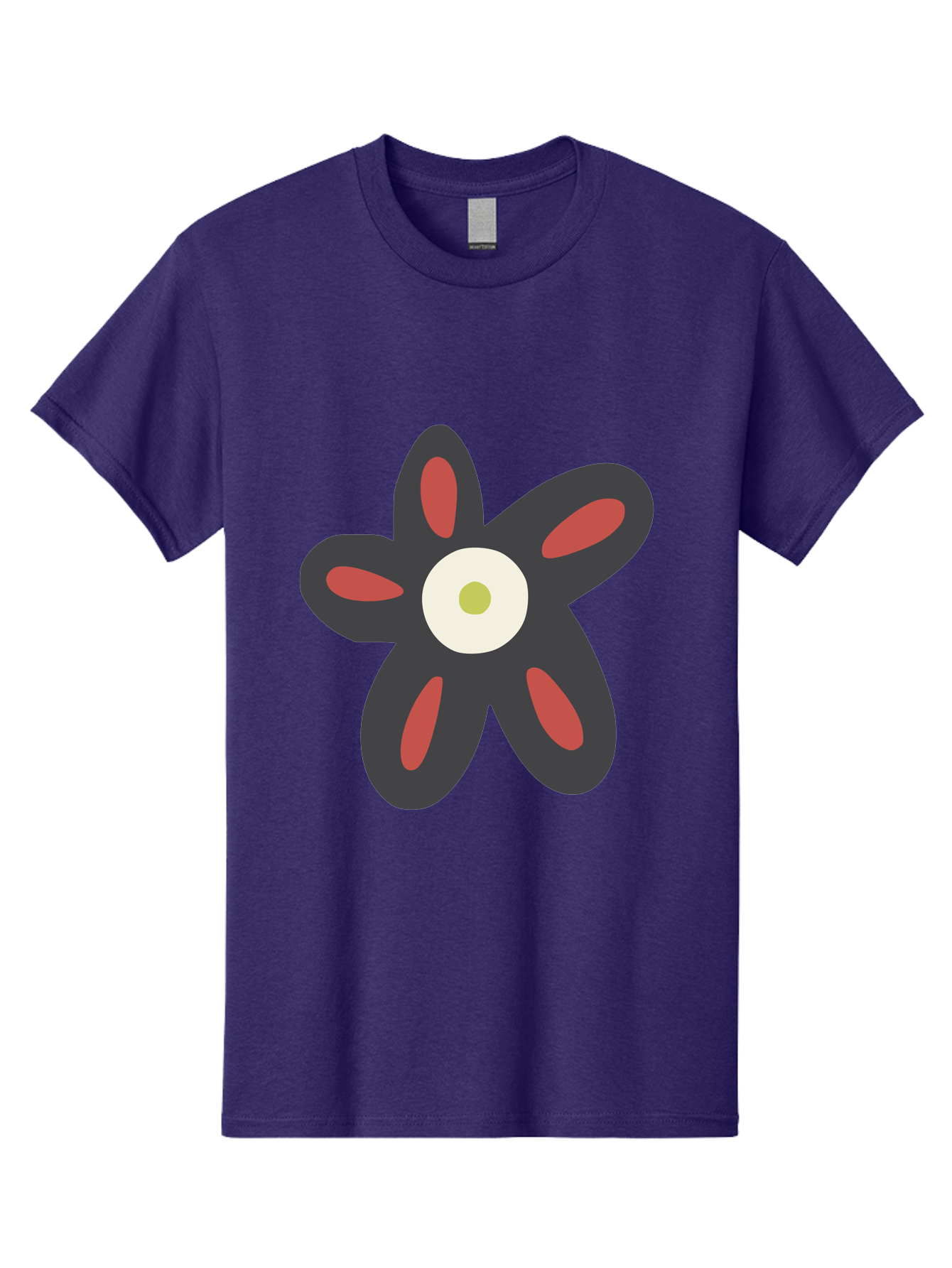 Men'S Graphic Tee, 100% Cotton, Comfortable Casual Summer Wear, Machine Washable, Stylized Flower, Floral Design, Modern Art, Abstract Flower, Minimalist Graphic, Six Petals, Bold Colors, Simple Shapes Aad666 5