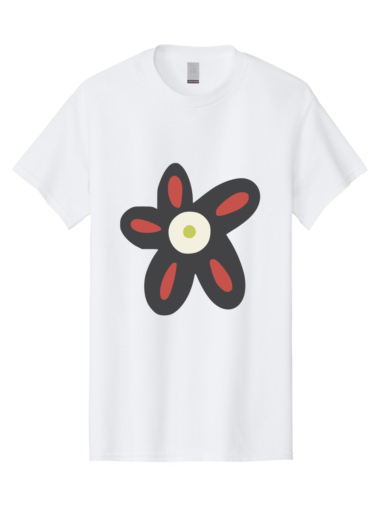 Men'S Graphic Tee, 100% Cotton, Comfortable Casual Summer Wear, Machine Washable, Stylized Flower, Floral Design, Modern Art, Abstract Flower, Minimalist Graphic, Six Petals, Bold Colors, Simple Shapes Aad666 15