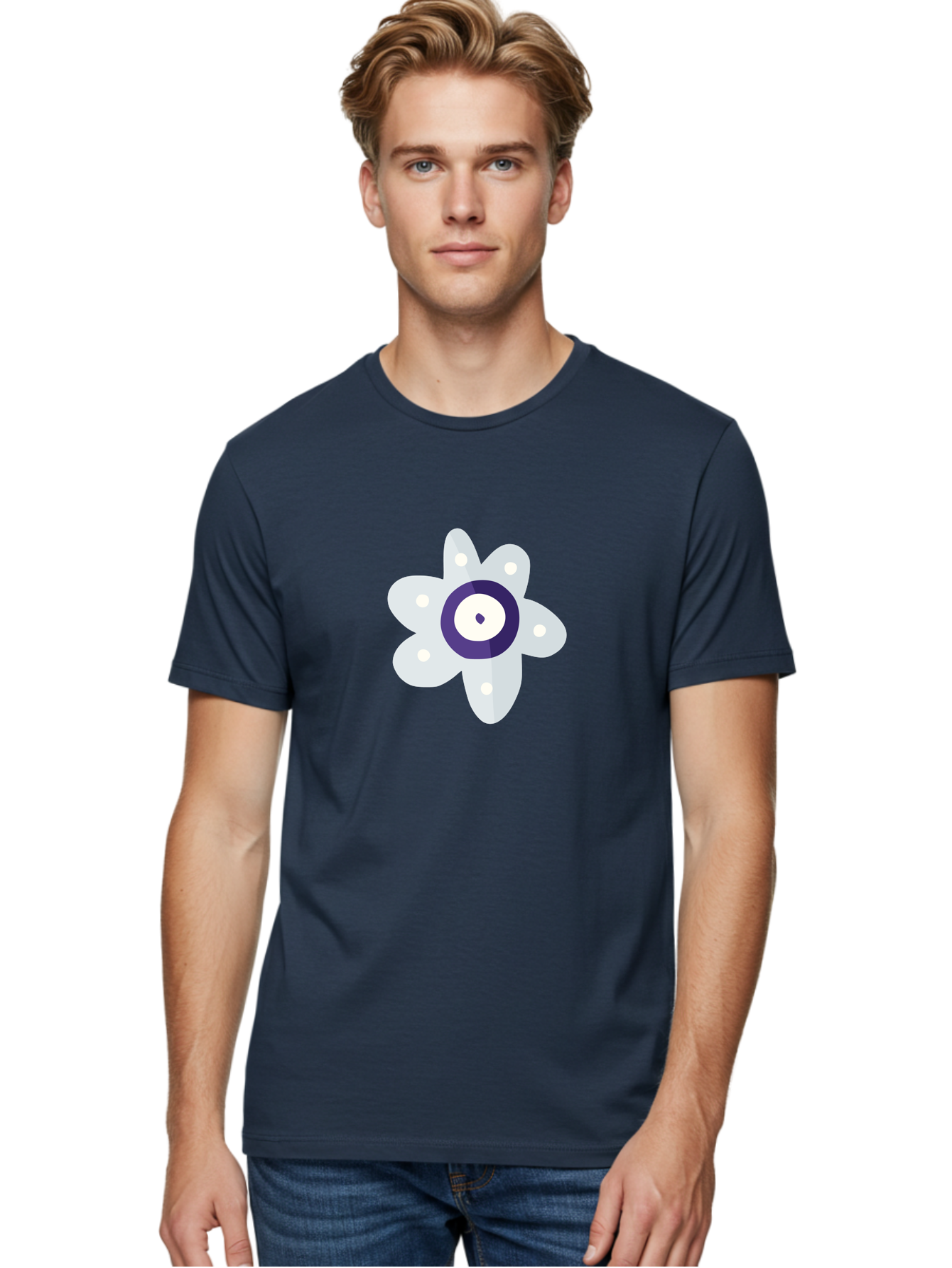 All-Seeing-Flower Men'S Graphic Tee, 100% Cotton, Comfortable Casual Summer Wear, Machine Washable, All-Seeing Eye, Mystical Symbol, Spiritual Icon, Symbolic Eye, Mystic Graphics, Abstract Art, Symbolic Imagery, Esoteric Symbols Aad667 20