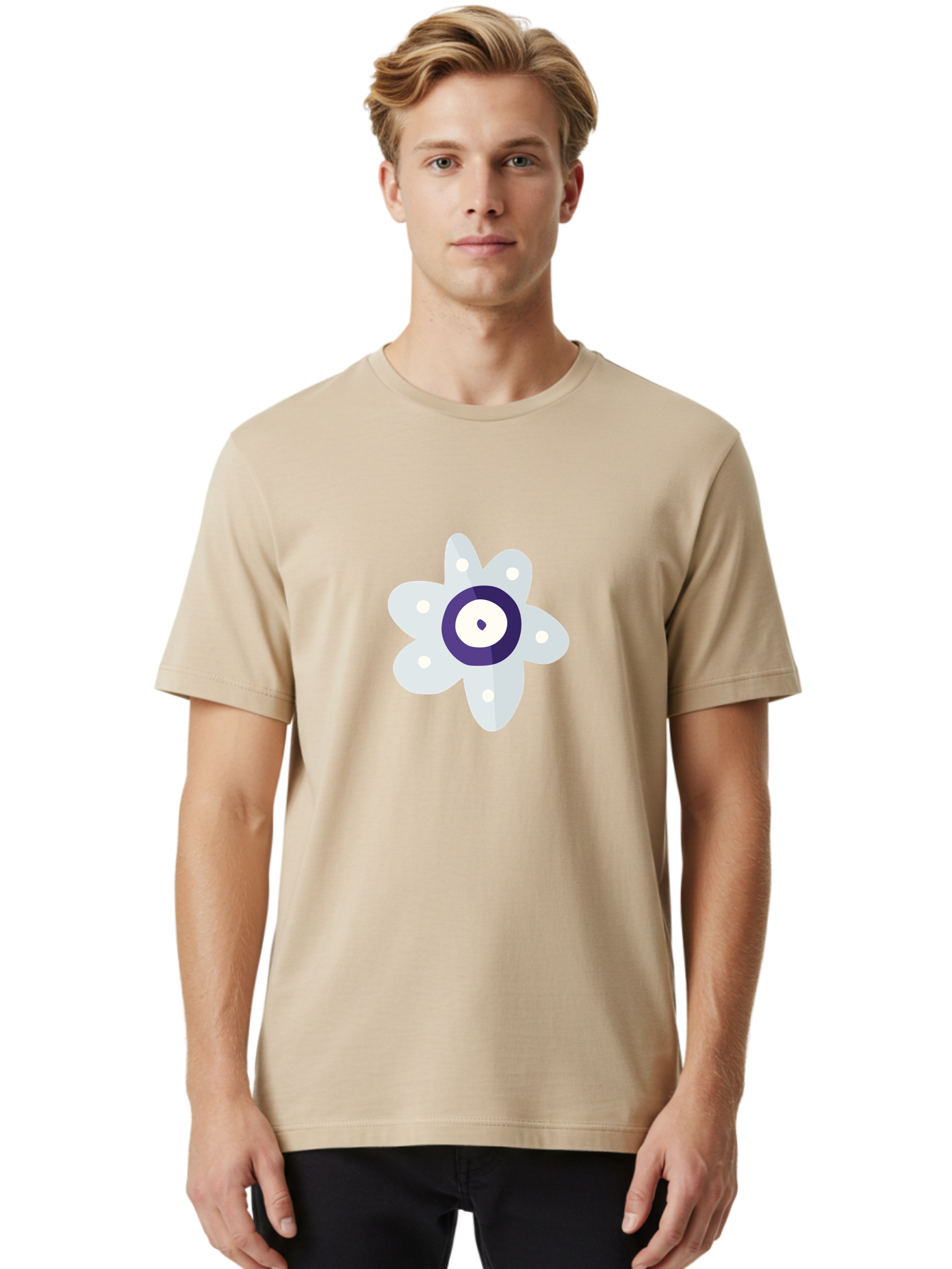 All-Seeing-Flower Men'S Graphic Tee, 100% Cotton, Comfortable Casual Summer Wear, Machine Washable, All-Seeing Eye, Mystical Symbol, Spiritual Icon, Symbolic Eye, Mystic Graphics, Abstract Art, Symbolic Imagery, Esoteric Symbols Aad667 30