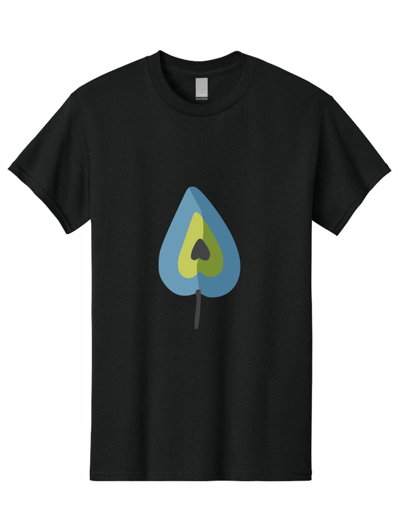 Avocado-1 Men'S Graphic Tee, 100% Cotton, Comfortable Casual Summer Wear, Machine Washable, Stylized Leaf, Blue And Yellow Design, Heart-Shaped Center, Black Stem, Abstract Art, Modern Illustration, Symbolic Leaf, Minimalist Graphic Aad668 6