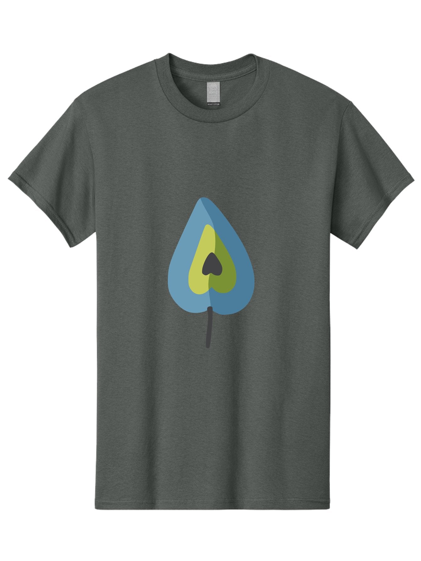 Avocado-1 Men'S Graphic Tee, 100% Cotton, Comfortable Casual Summer Wear, Machine Washable, Stylized Leaf, Blue And Yellow Design, Heart-Shaped Center, Black Stem, Abstract Art, Modern Illustration, Symbolic Leaf, Minimalist Graphic Aad668 5