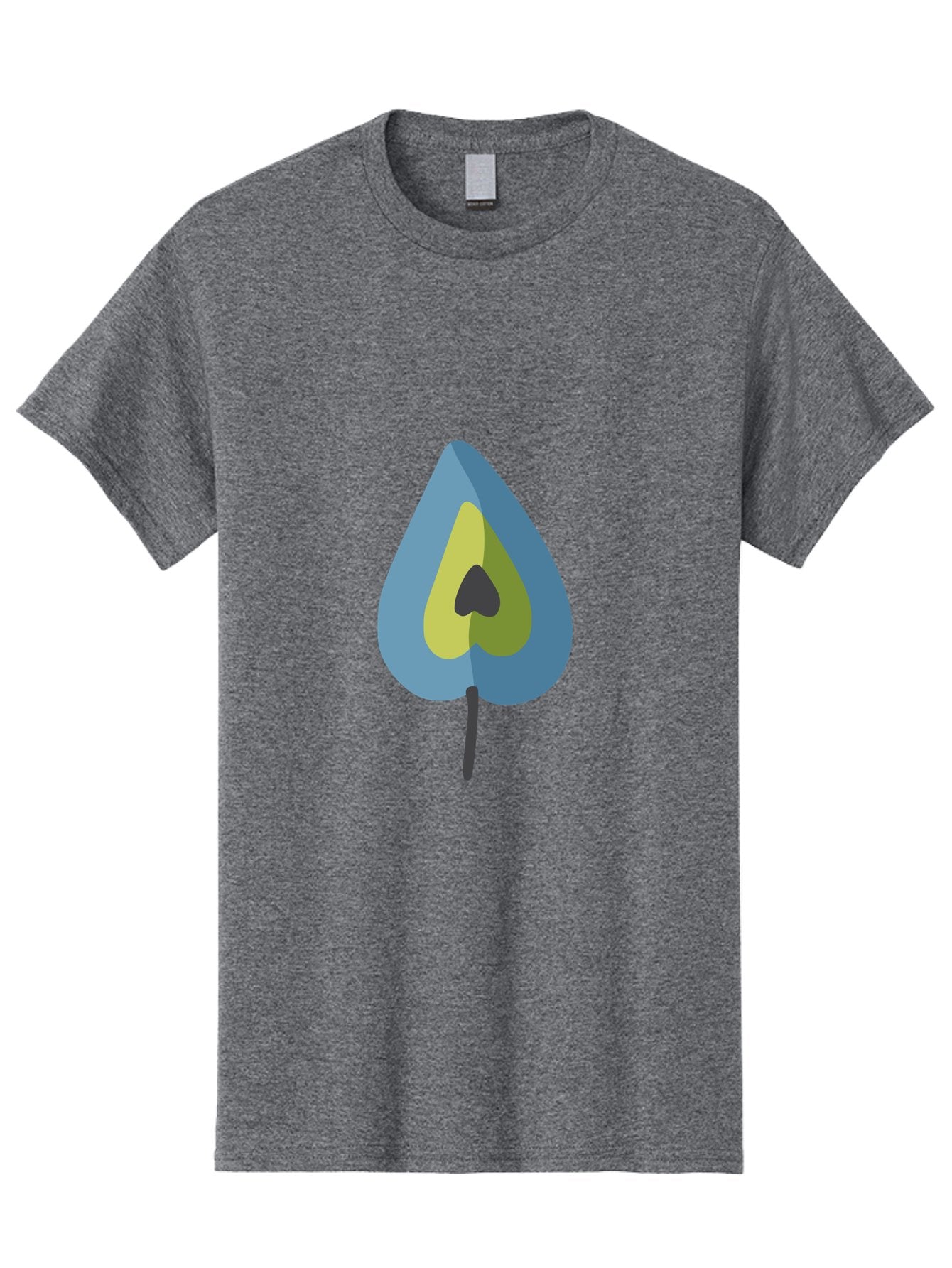Avocado-1 Men'S Graphic Tee, 100% Cotton, Comfortable Casual Summer Wear, Machine Washable, Stylized Leaf, Blue And Yellow Design, Heart-Shaped Center, Black Stem, Abstract Art, Modern Illustration, Symbolic Leaf, Minimalist Graphic Aad668 11