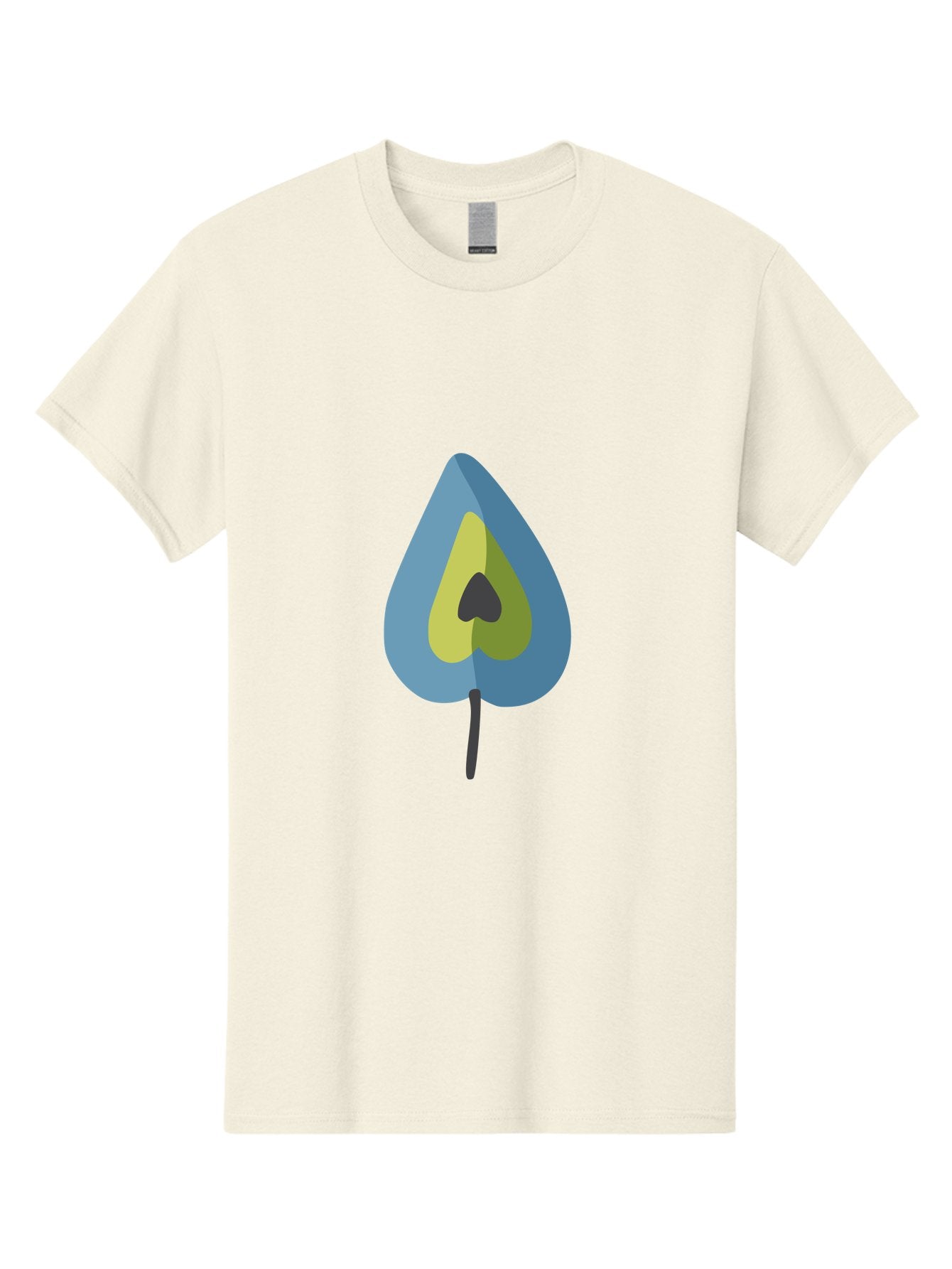 Avocado-1 Men'S Graphic Tee, 100% Cotton, Comfortable Casual Summer Wear, Machine Washable, Stylized Leaf, Blue And Yellow Design, Heart-Shaped Center, Black Stem, Abstract Art, Modern Illustration, Symbolic Leaf, Minimalist Graphic Aad668 15