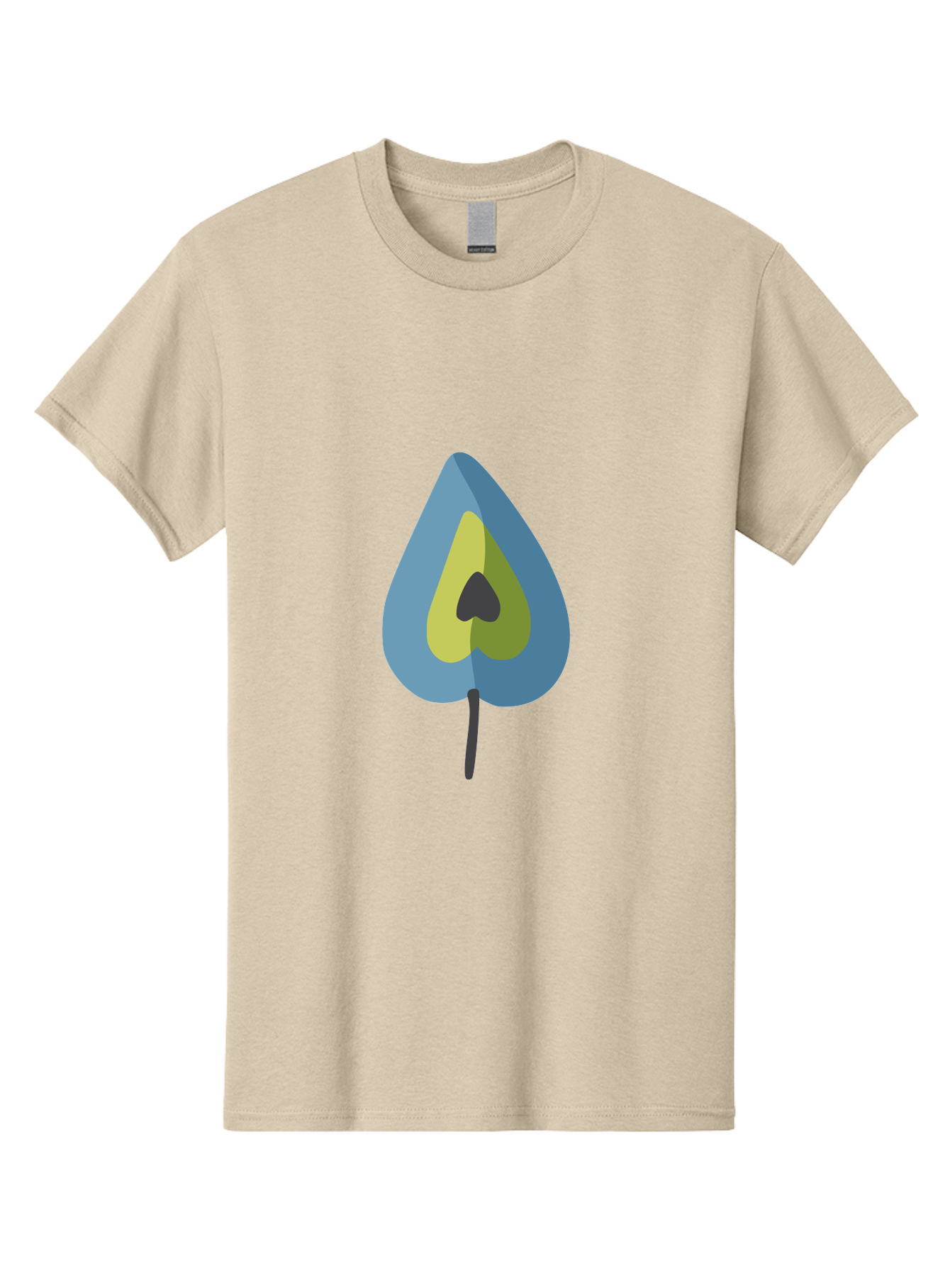 Avocado-1 Men'S Graphic Tee, 100% Cotton, Comfortable Casual Summer Wear, Machine Washable, Stylized Leaf, Blue And Yellow Design, Heart-Shaped Center, Black Stem, Abstract Art, Modern Illustration, Symbolic Leaf, Minimalist Graphic Aad668 21