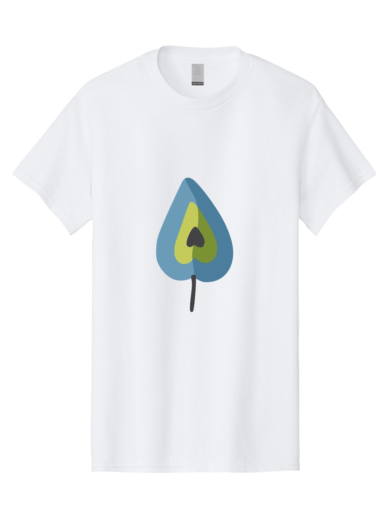 Avocado-1 Men'S Graphic Tee, 100% Cotton, Comfortable Casual Summer Wear, Machine Washable, Stylized Leaf, Blue And Yellow Design, Heart-Shaped Center, Black Stem, Abstract Art, Modern Illustration, Symbolic Leaf, Minimalist Graphic Aad668 7