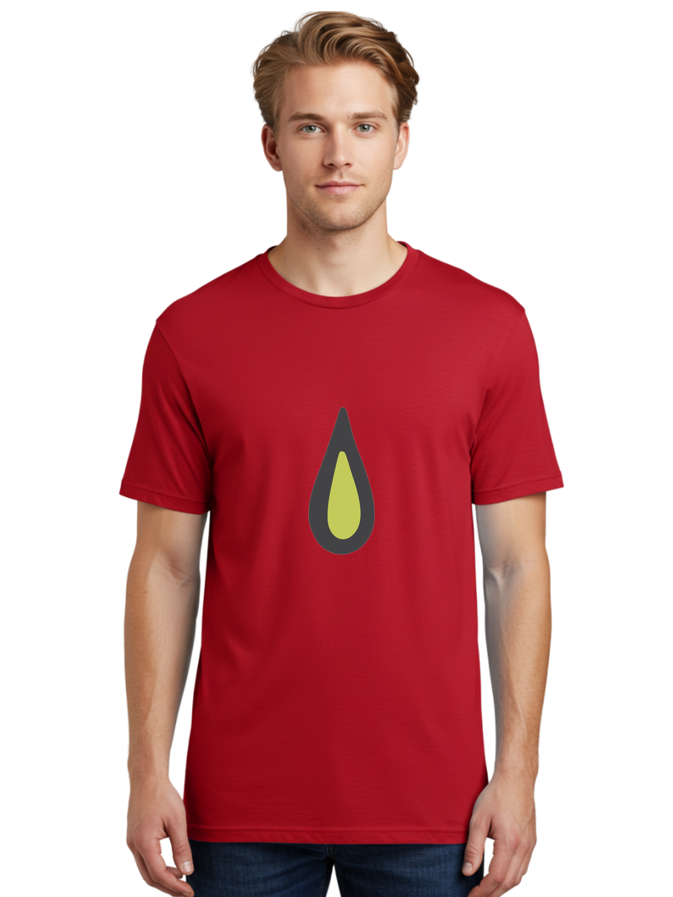 Avocado-2 Men'S Graphic Tee, 100% Cotton, Comfortable Casual Summer Wear, Machine Washable, Avocado Illustration, Simple Design, Minimalist Art, Yellow And Black Colors, Fruit Icon, Healthy Food Symbol, Green Background Ignored, Aad669